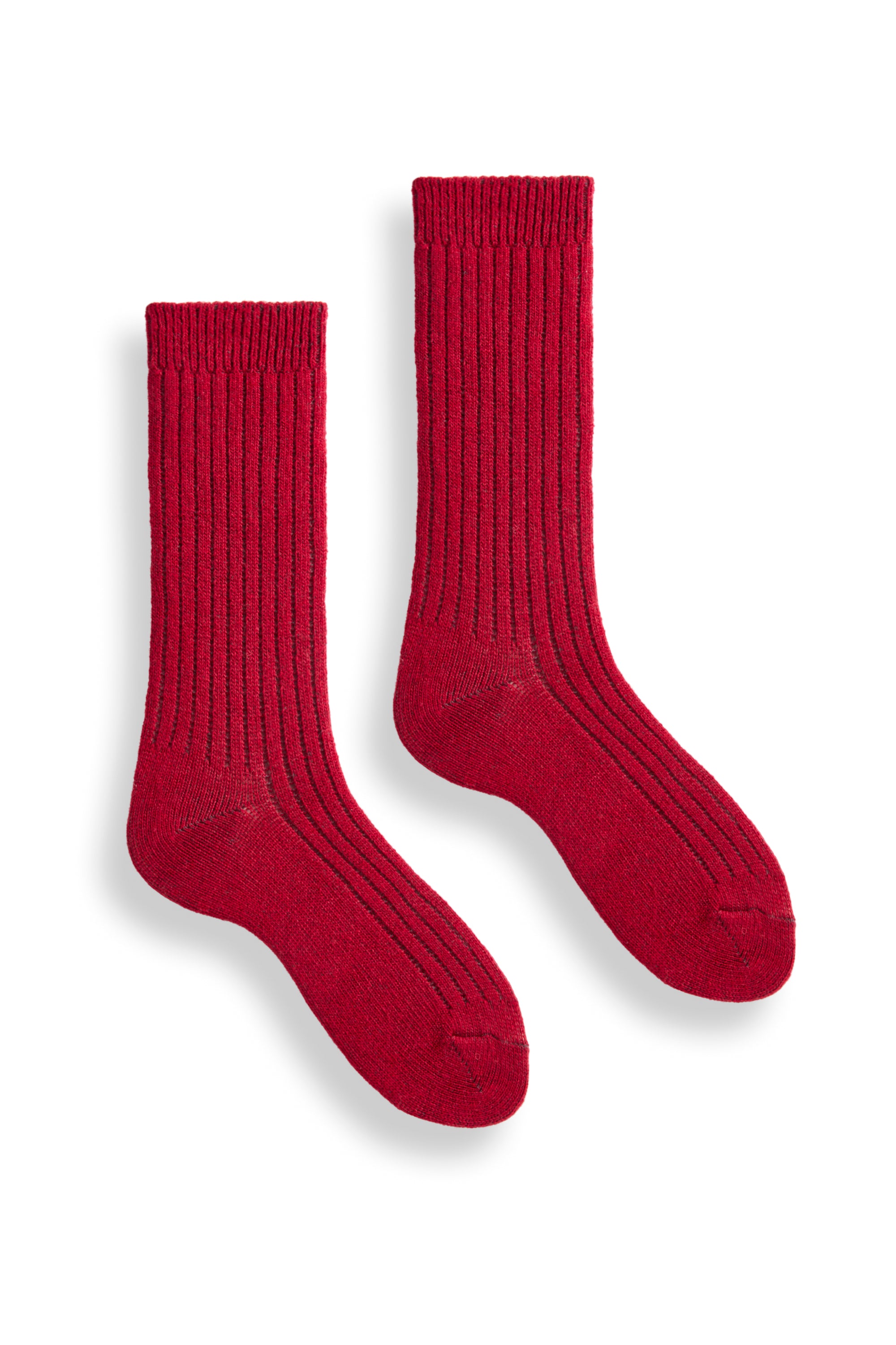 lisa b. wool cashmere women socks | solid rib crew in red