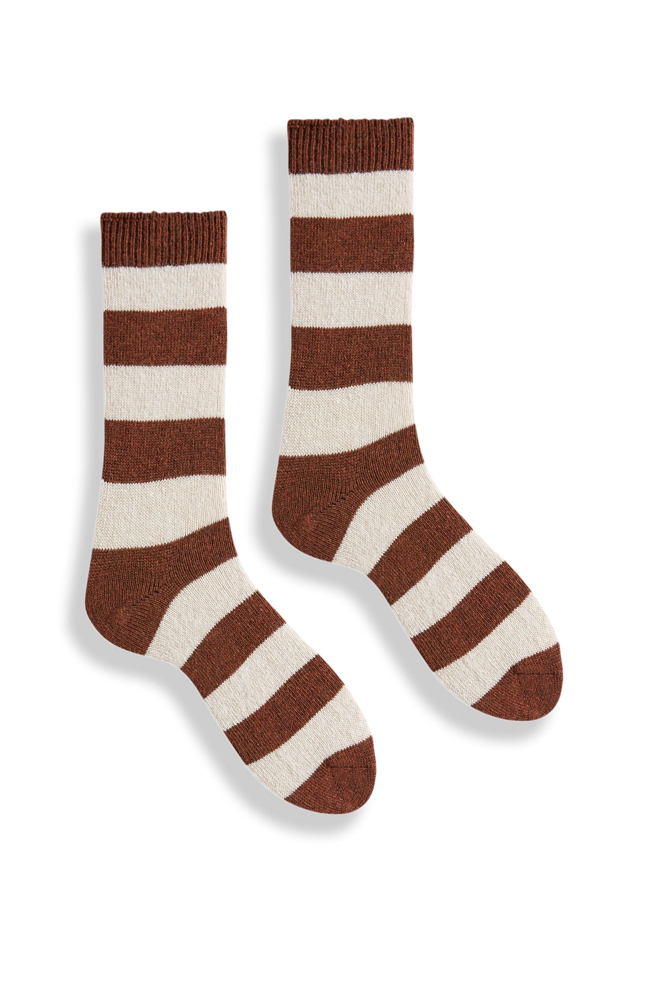 lisa b. wool cashmere women socks | rugby stripe crew in acorn
