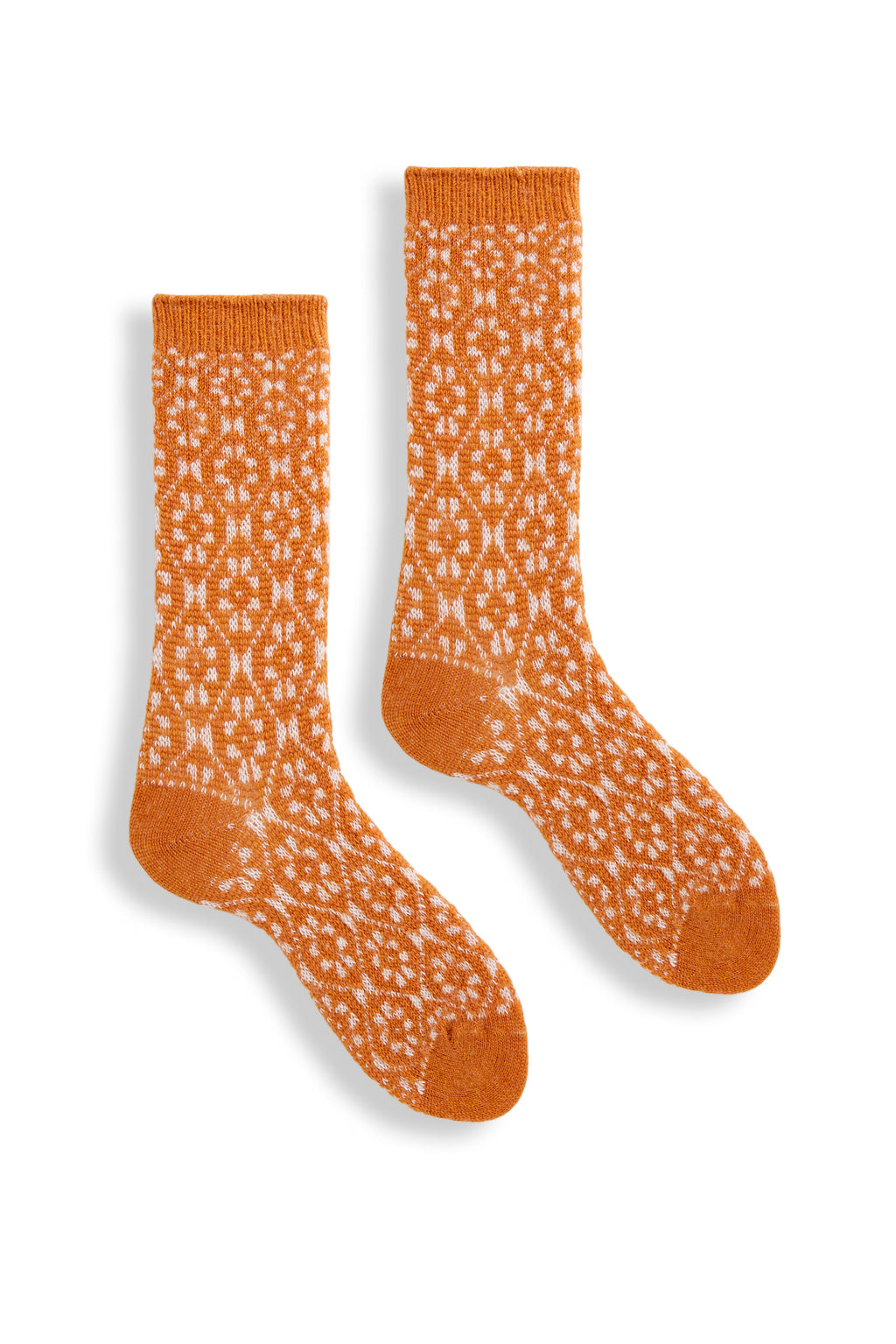 lisa b. wool cashmere women socks | aster flower crew in squash