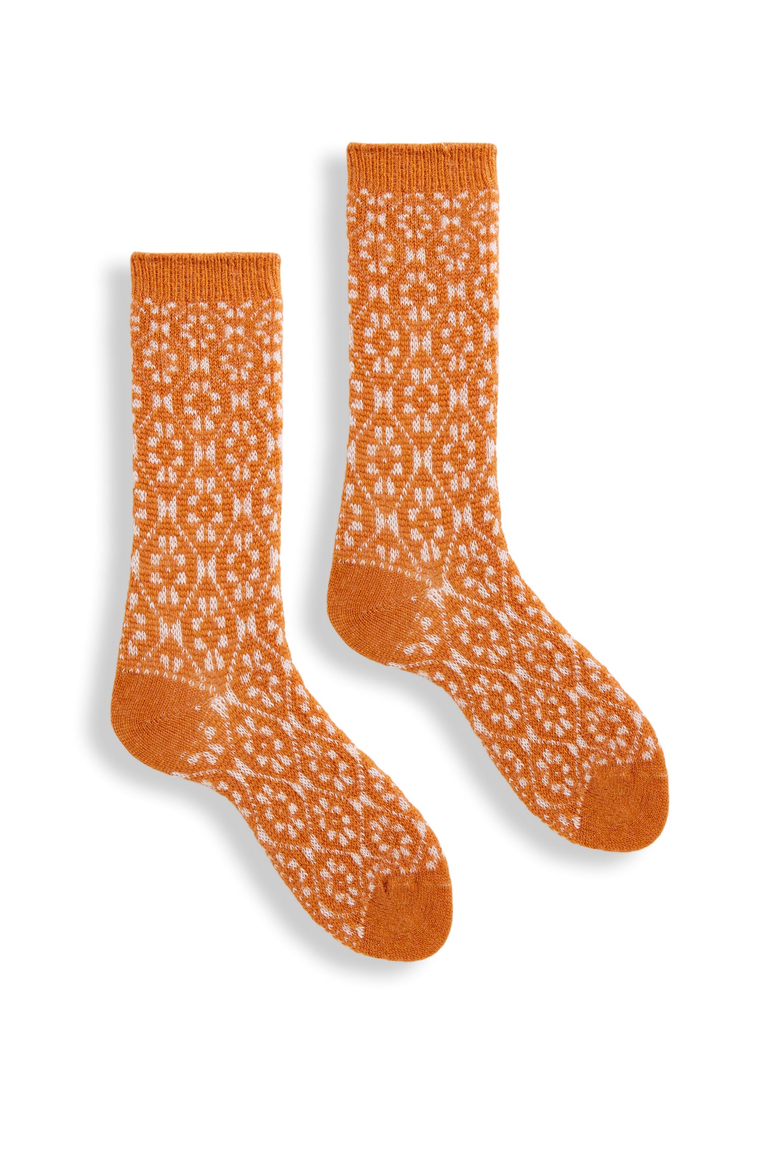 lisa b. wool cashmere women socks | aster flower crew in squash