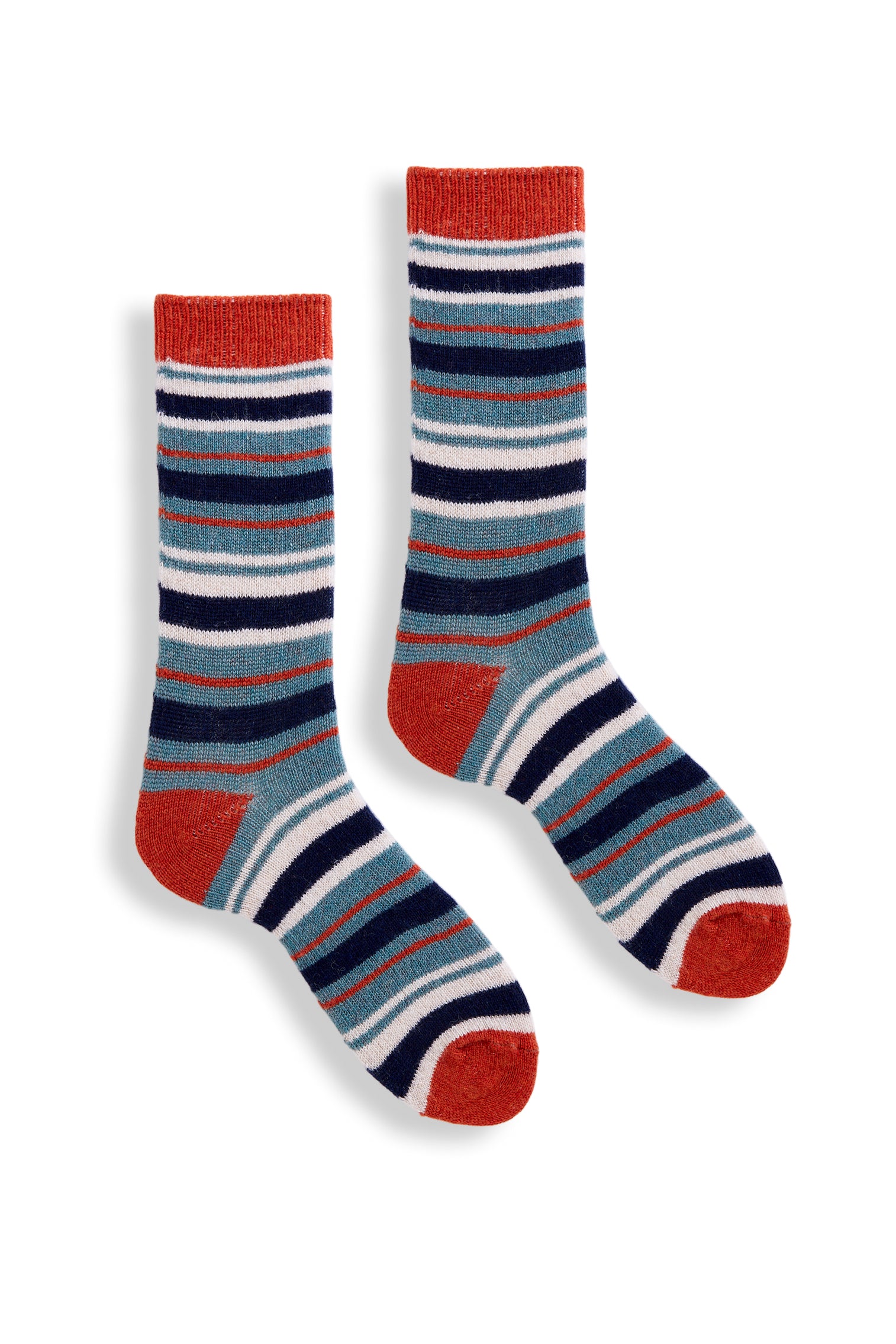 women's multi stripe wool cashmere crew socks