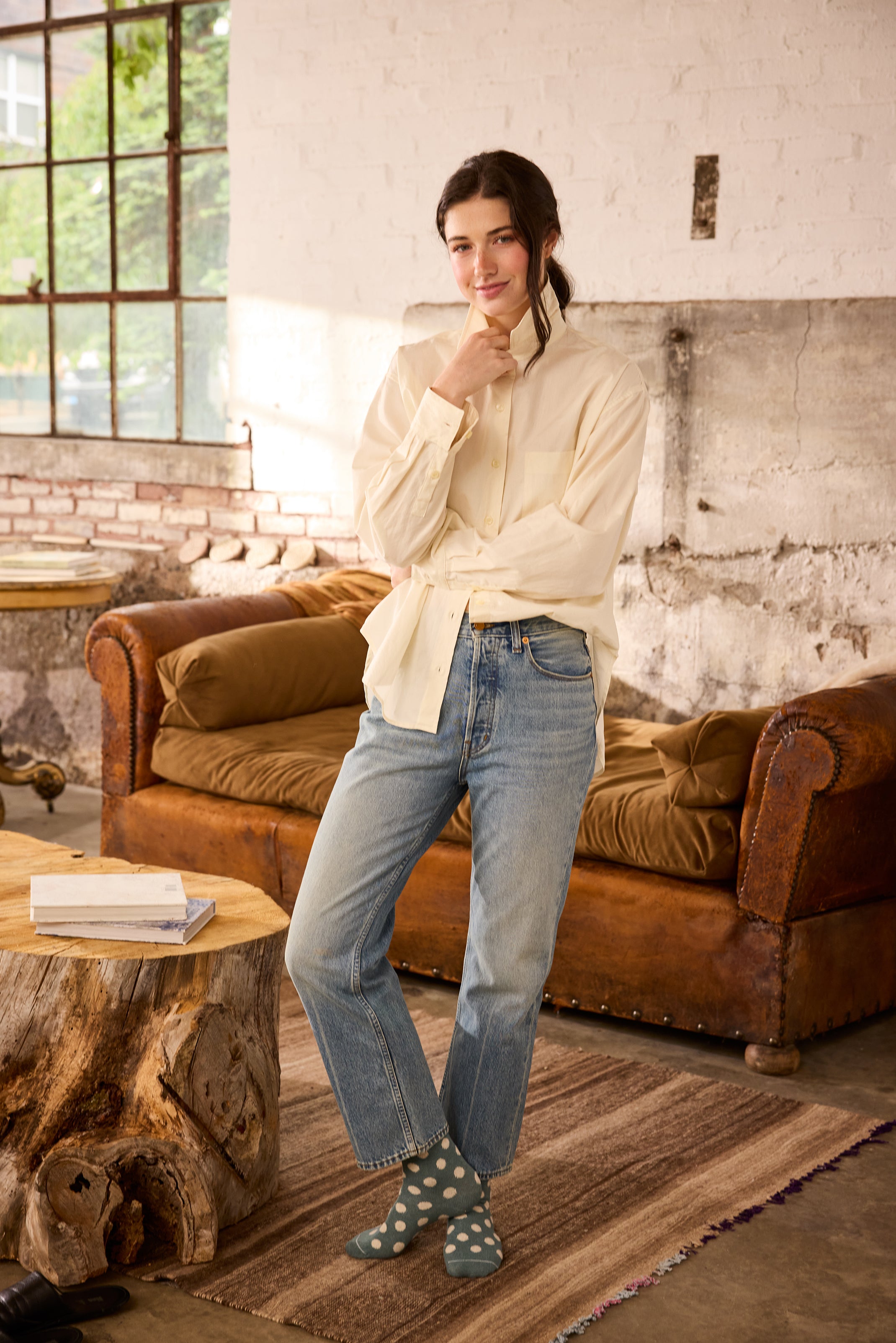 lisa b. wool cashmere women socks | dot crew in mineral