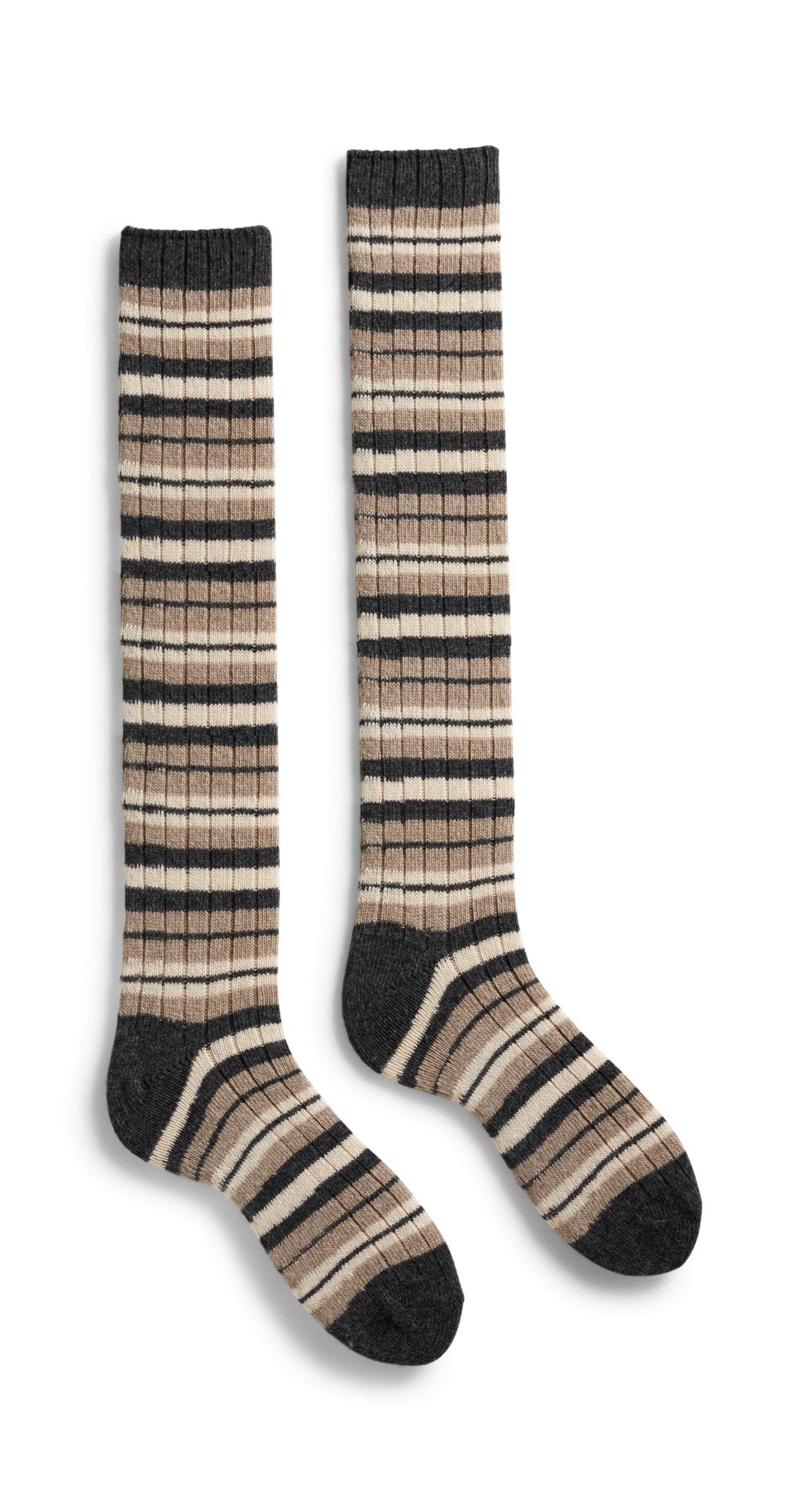 women's striped rib wool cashmere knee high socks