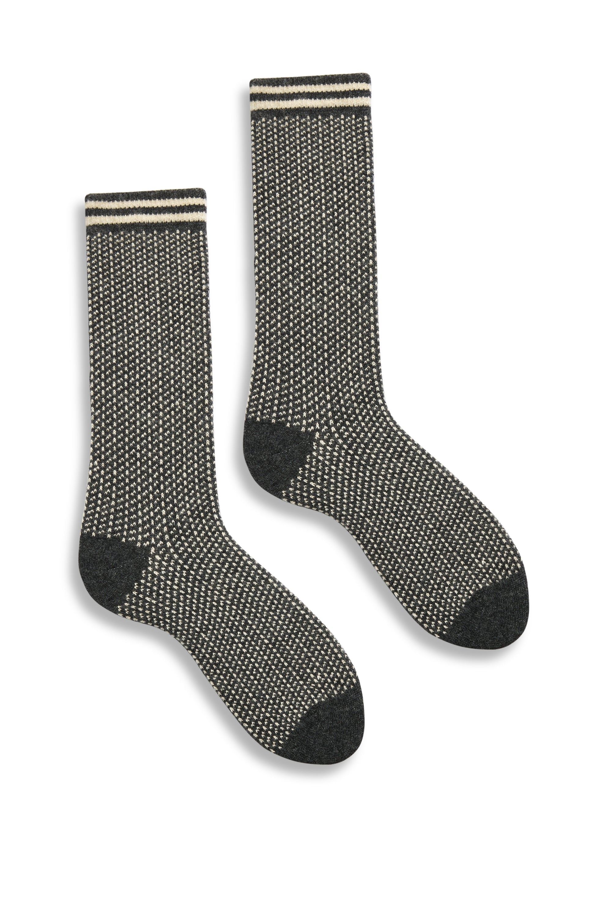 lisa b. wool cashmere women socks | nordic birdseye crew in charcoal