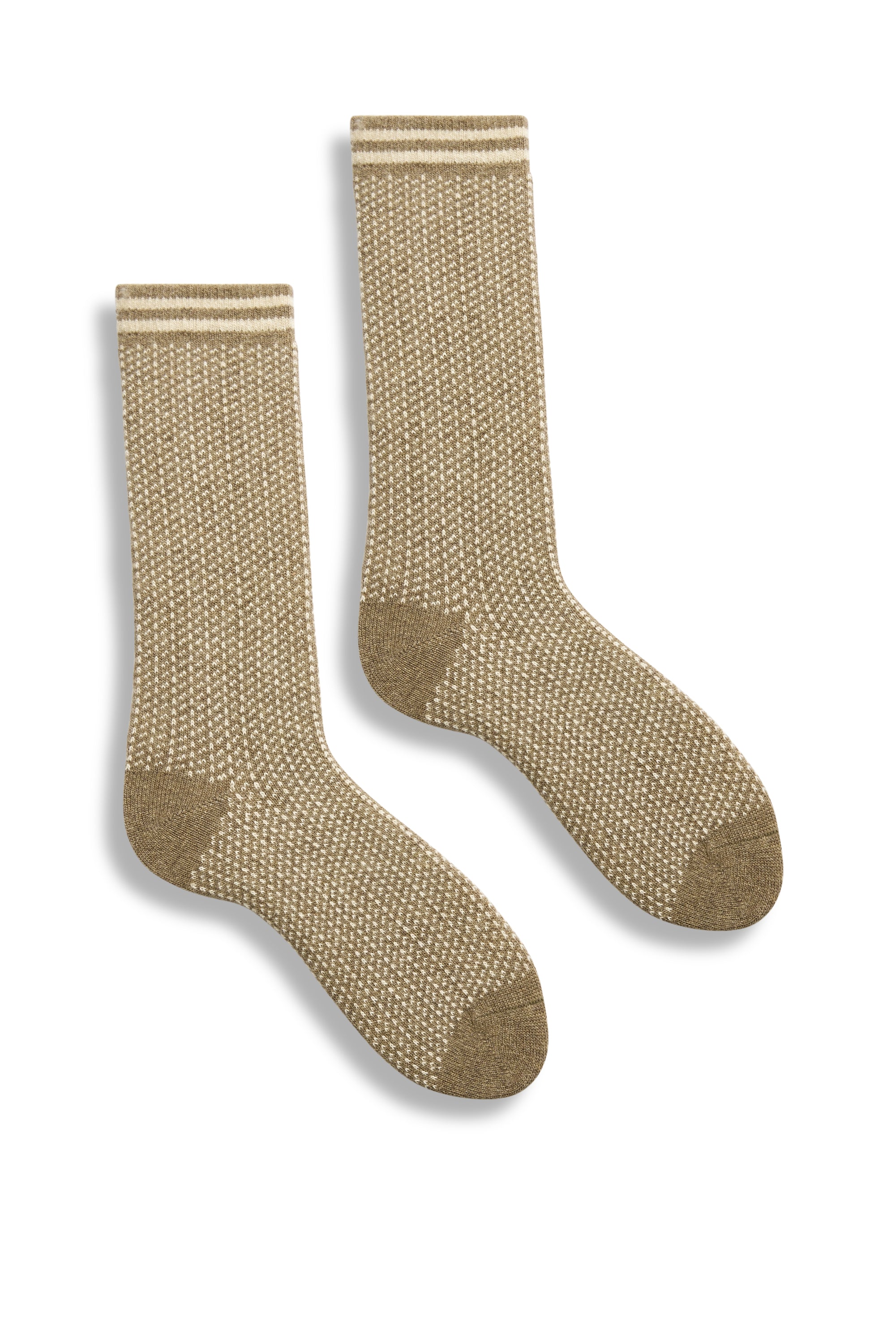lisa b. wool cashmere women socks | nordic birdseye crew in mushroom