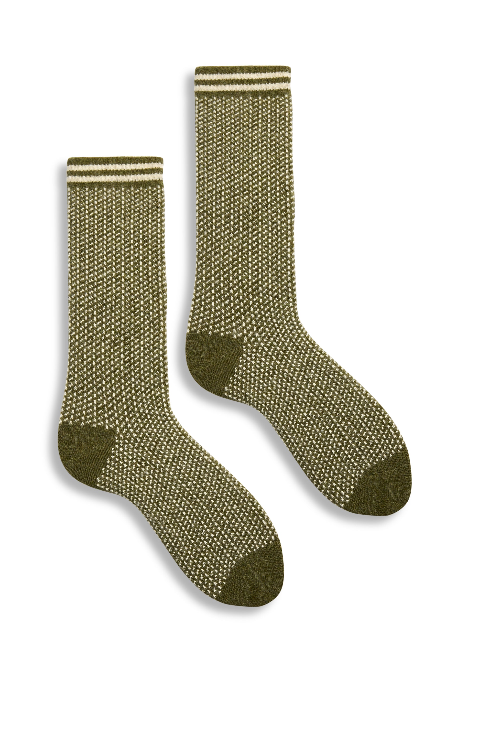 lisa b. wool cashmere women socks | nordic birdseye crew in olive