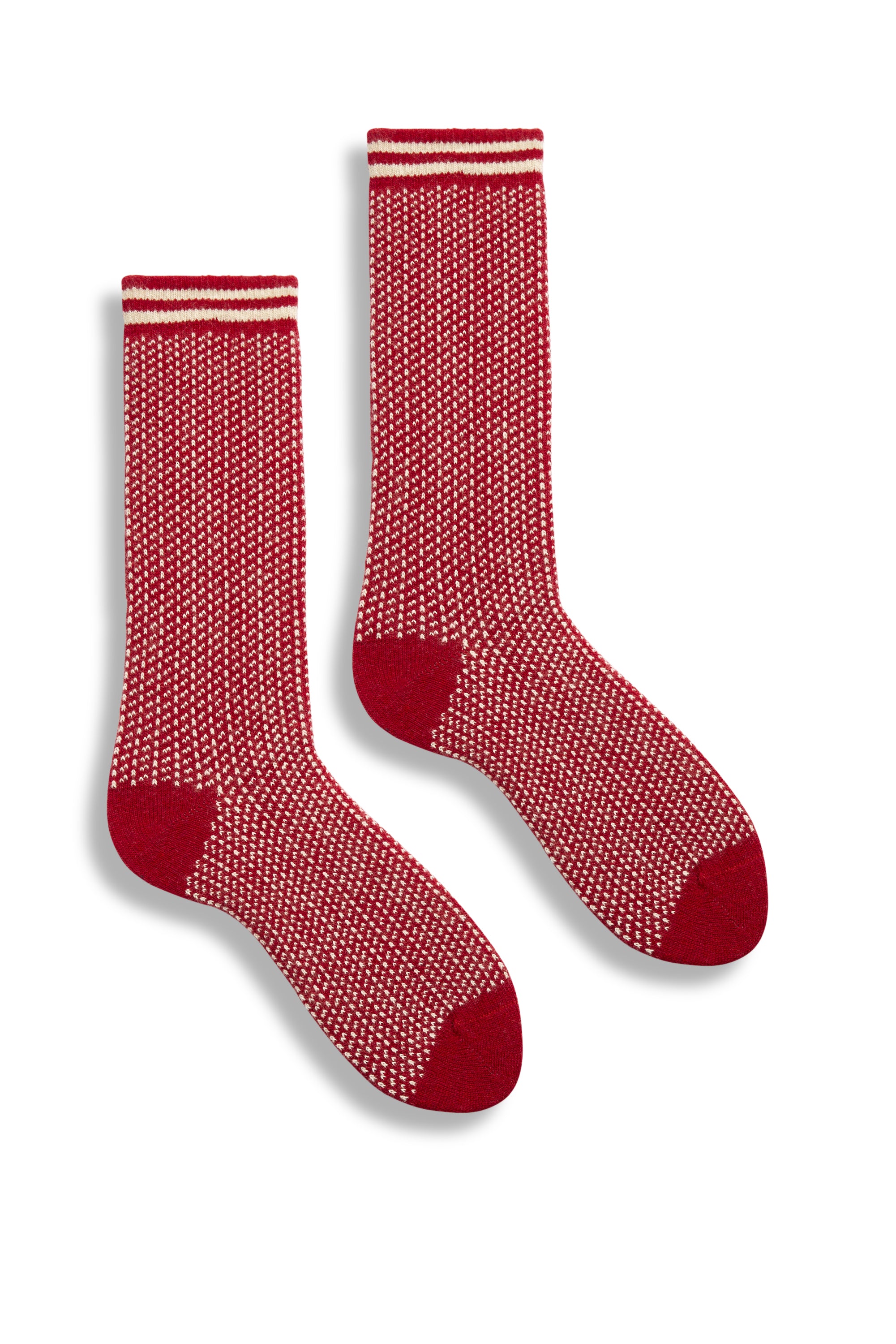 lisa b. wool cashmere women socks | nordic birdseye crew in red