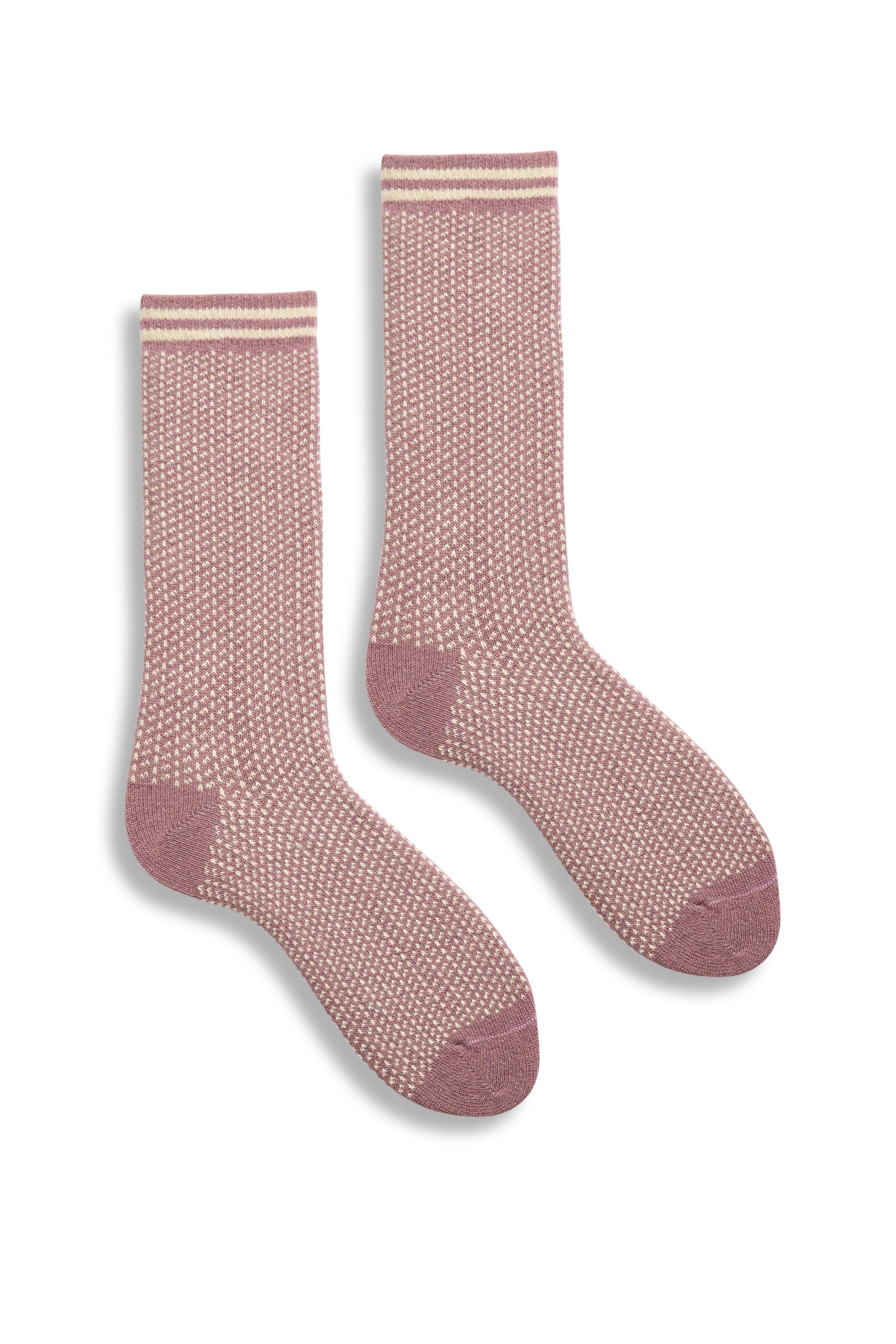 lisa b. wool cashmere women socks | nordic birdseye crew in rosewood