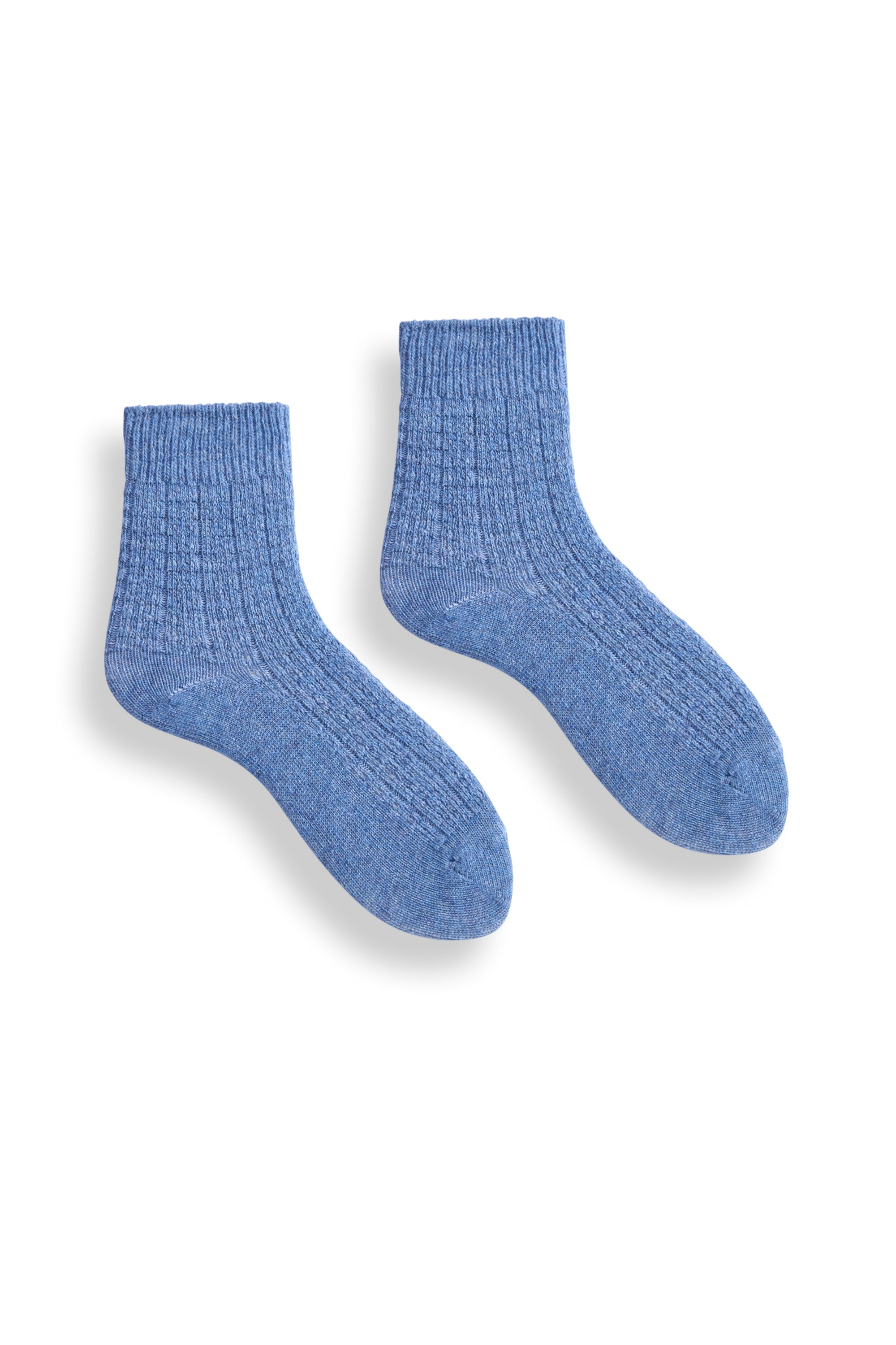 lisa b. wool cashmere women socks | rope stitch quarter-crew in chambray