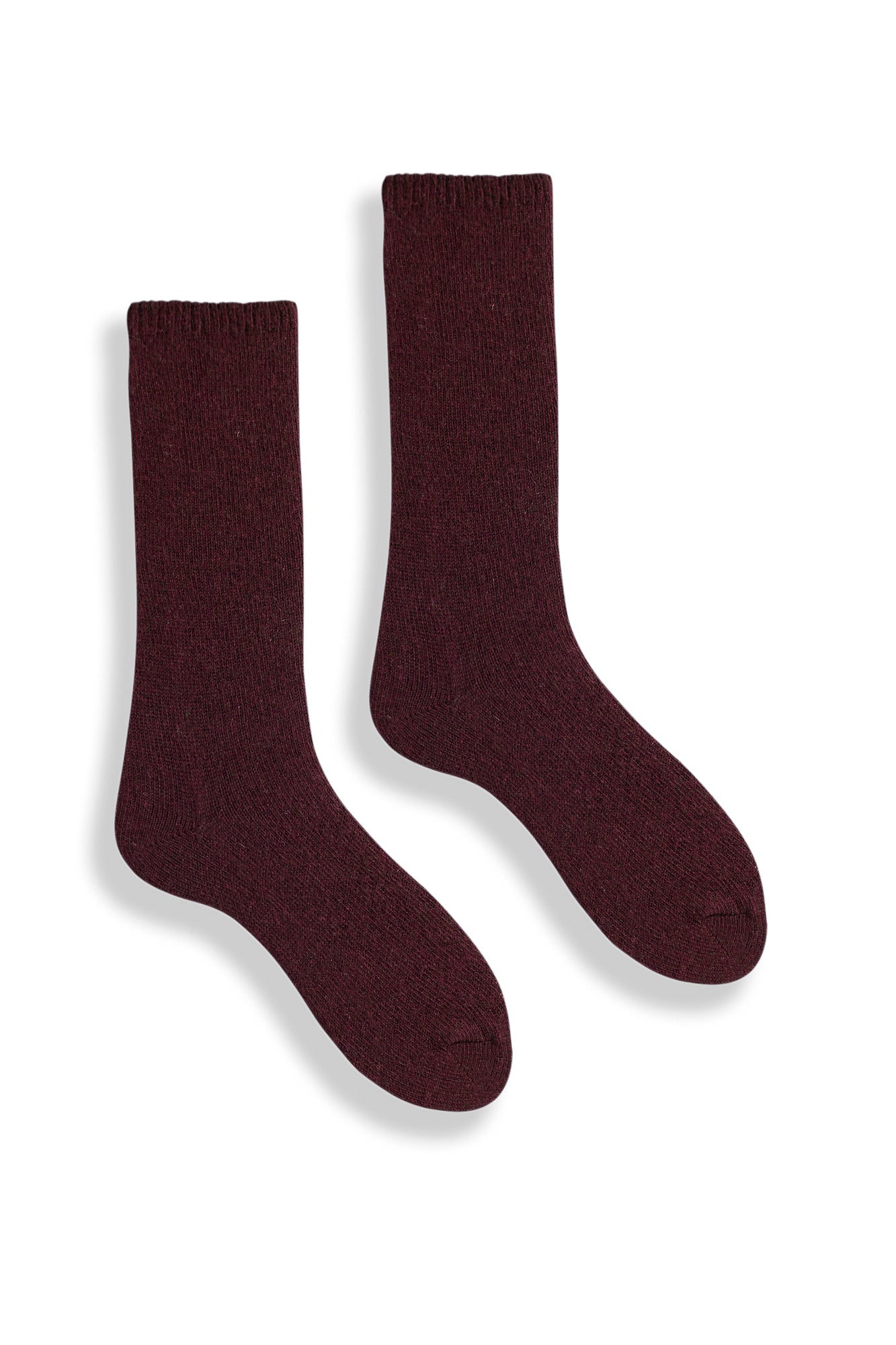 lisa b. wool cashmere women socks | solid crew in burgundy