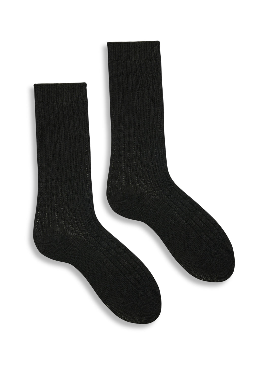 lisa b. wool cashmere women socks | solid rib crew in black