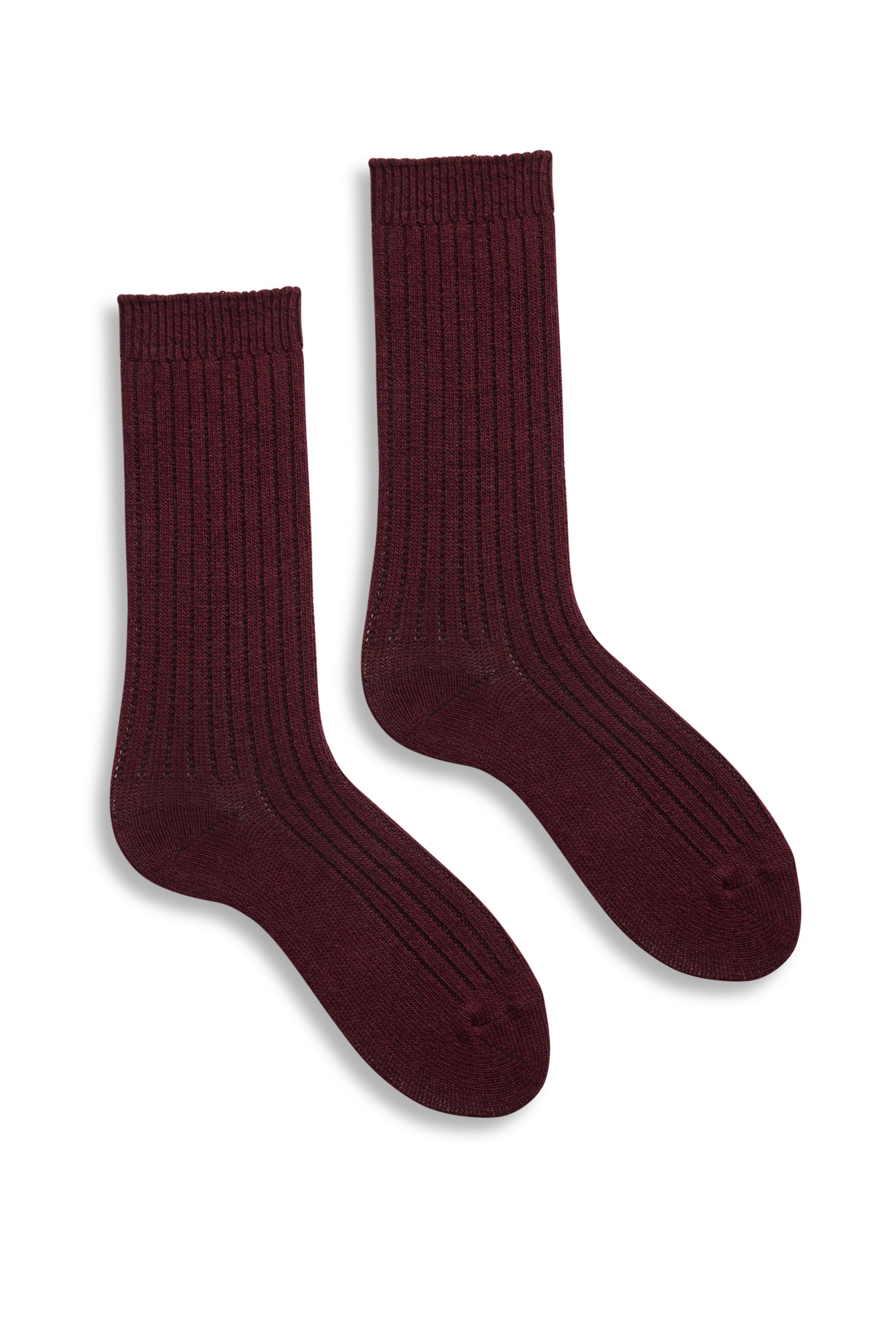 lisa b. wool cashmere women socks | solid rib crew in burgundy