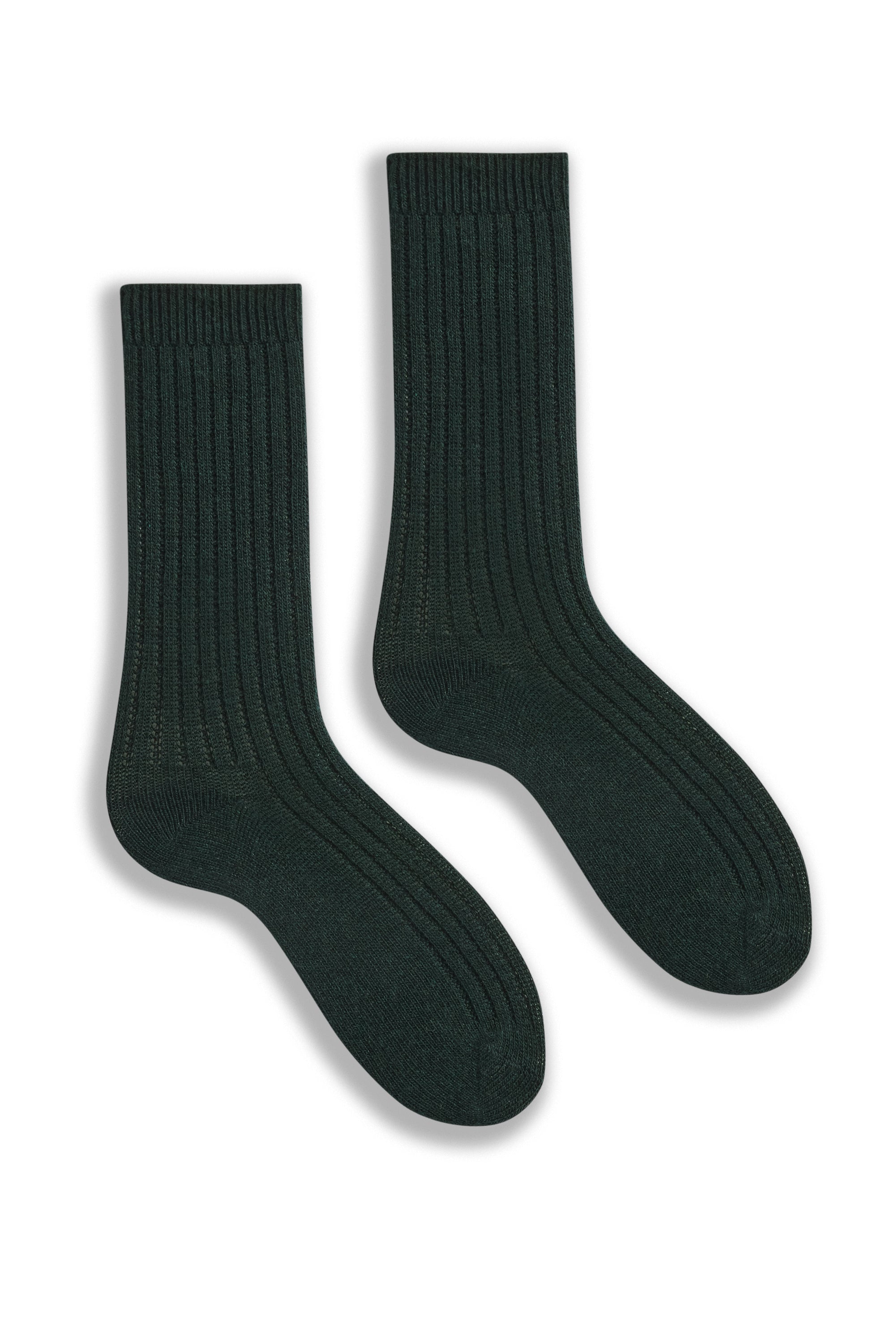lisa b. wool cashmere women socks | solid rib crew in ivy
