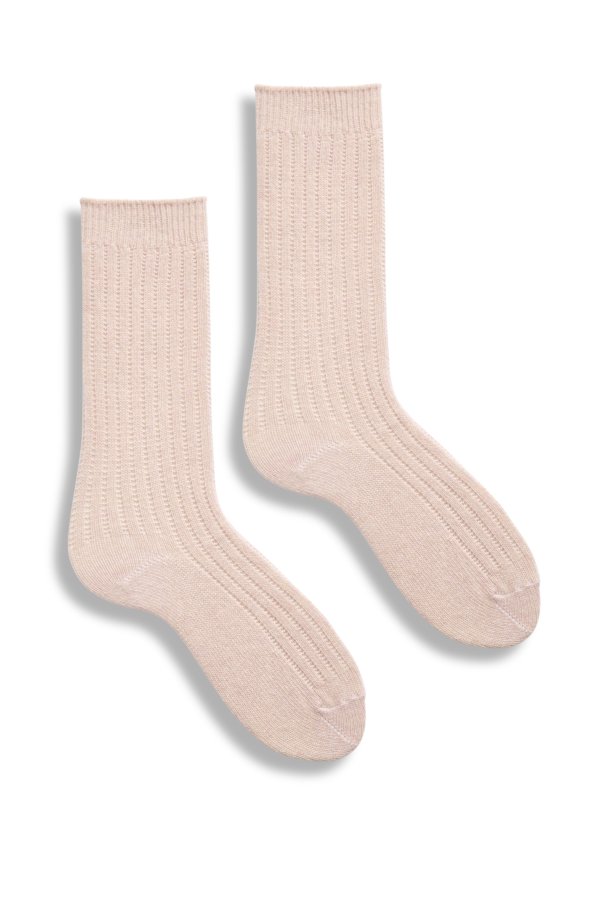lisa b. wool cashmere women socks | solid rib crew in pale pink