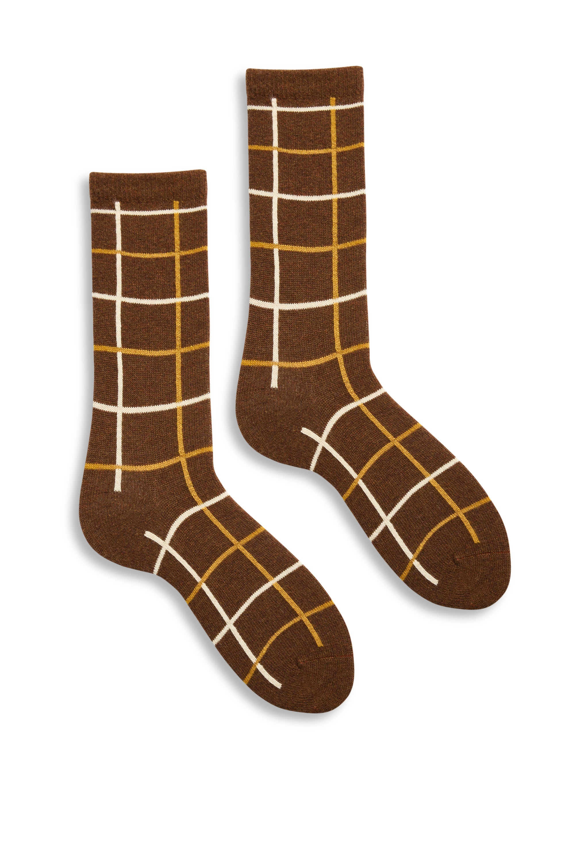 lisa b. wool cashmere women socks | windowpane crew in acorn