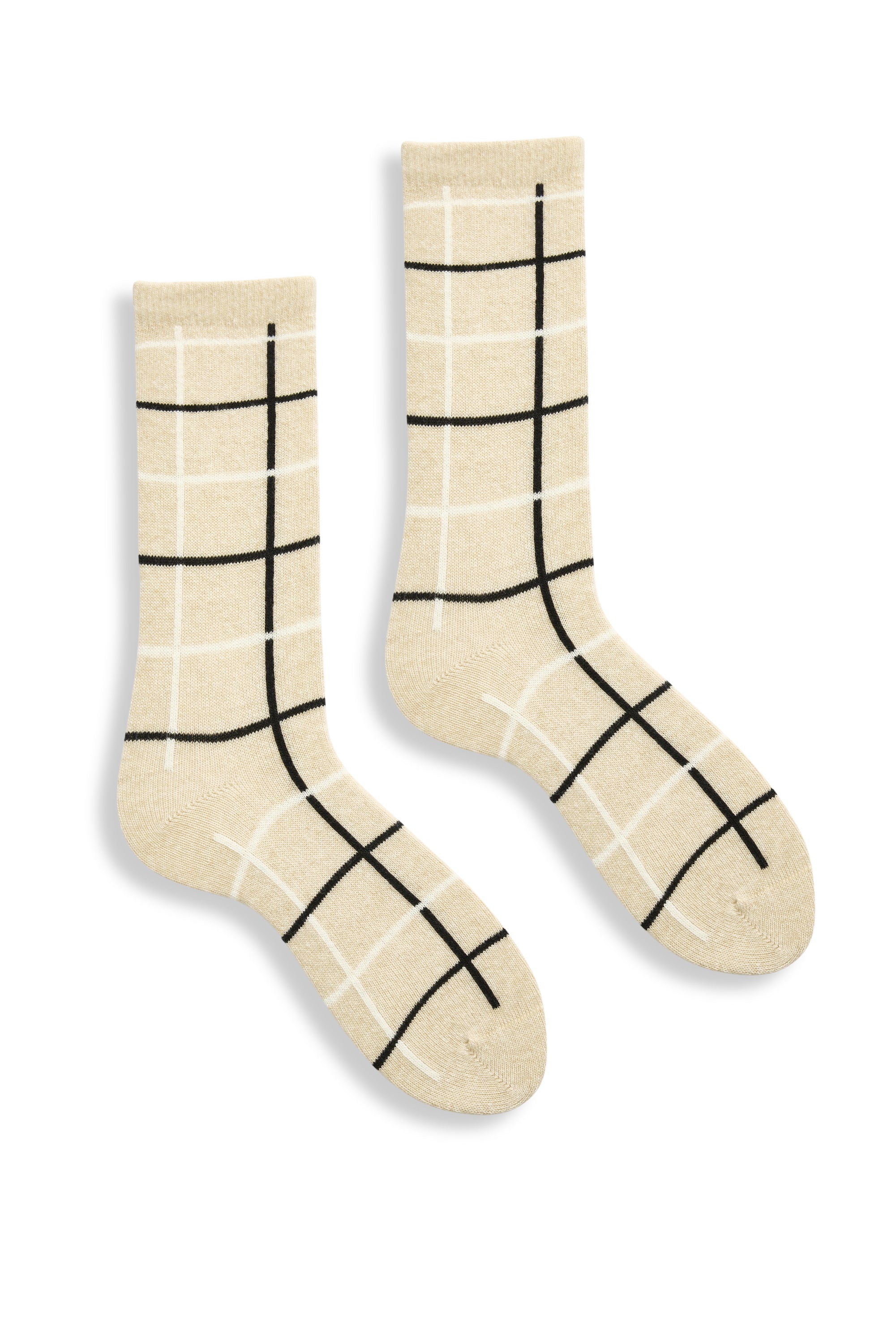 lisa b. wool cashmere women socks | windowpane crew in créme