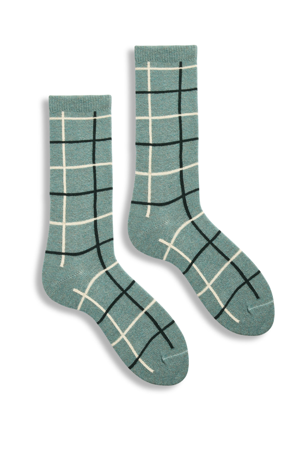 lisa b. wool cashmere women socks | windowpane crew in mineral