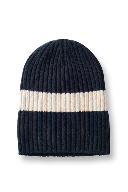 wool cashmere knit hat | wide stripe