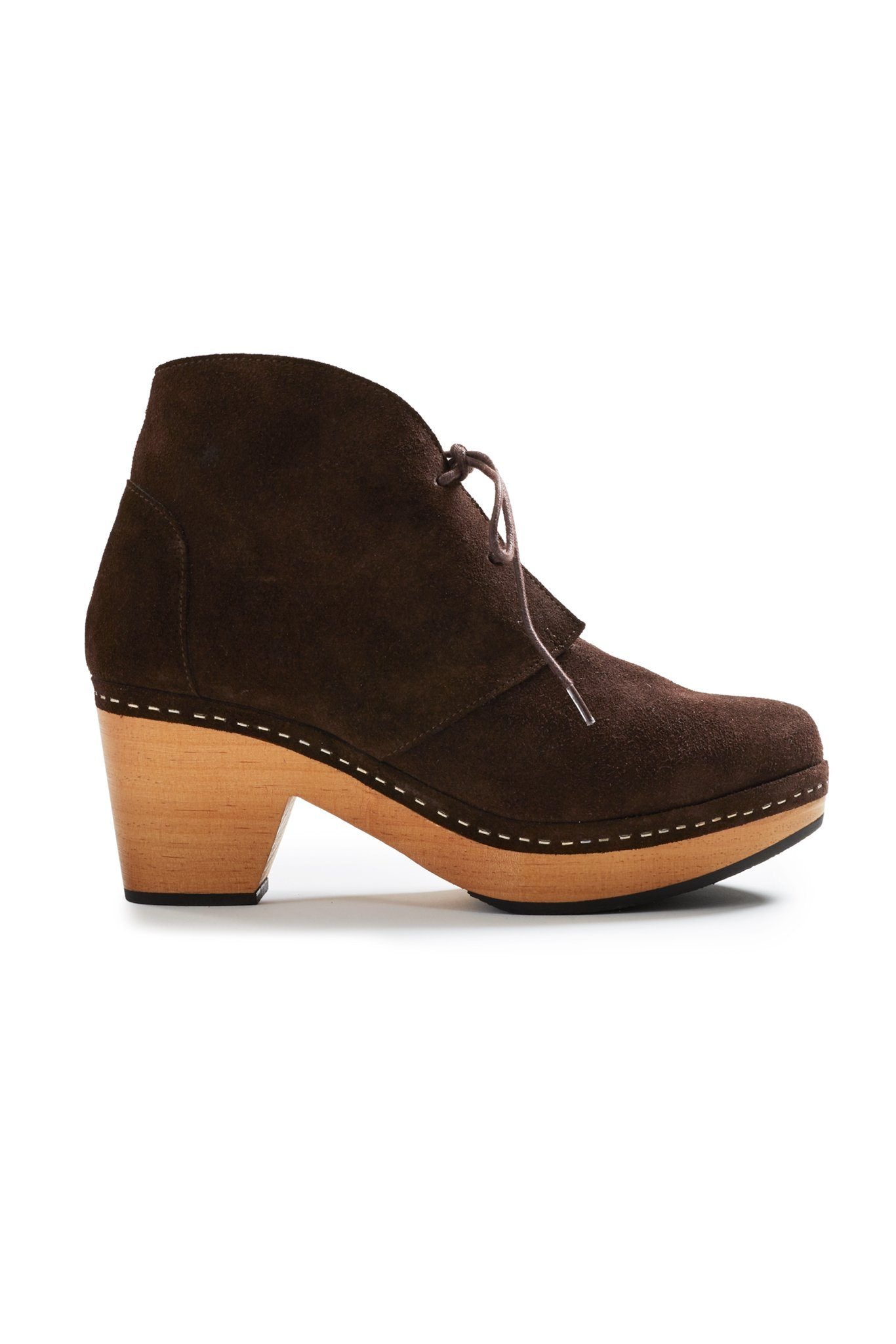 smooth toe suede bootie clogs in dark brown Clogs lisa b. dark brown suede 36 (US 5.5-6) 