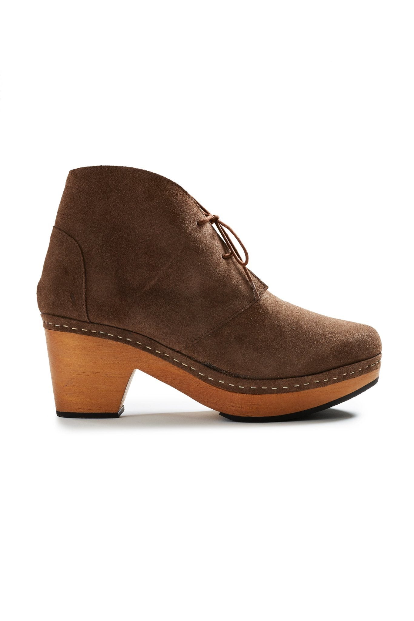 smooth toe suede bootie clogs in mushroom Clogs lisa b. mushroom suede 36 (US 5.5-6) 
