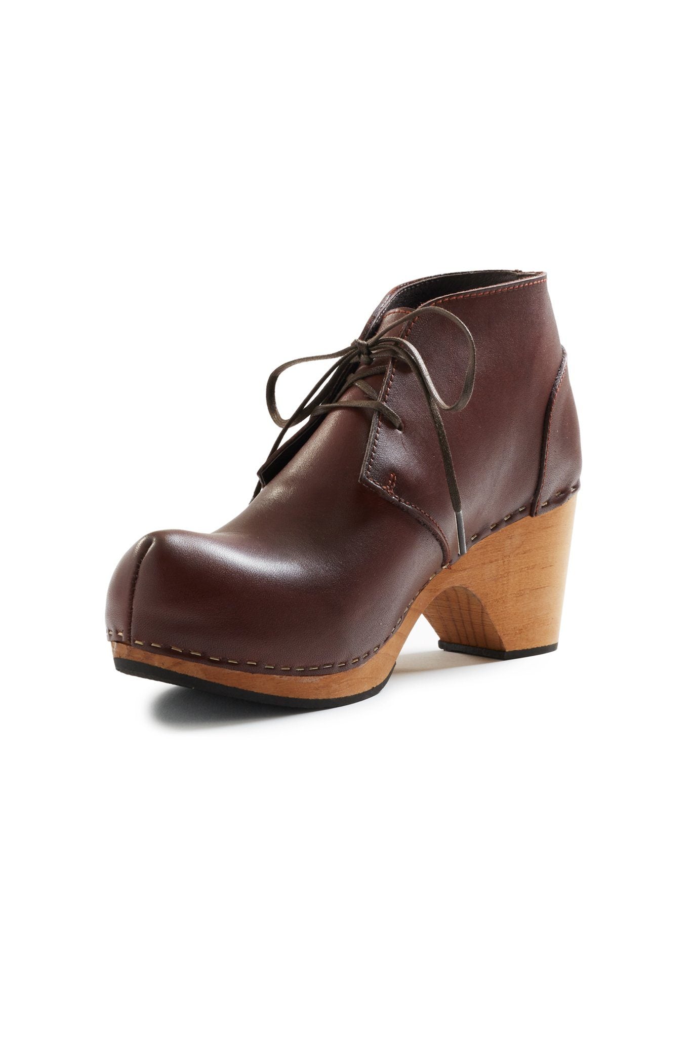 toe seam leather bootie clogs in acorn Clogs lisa b. 