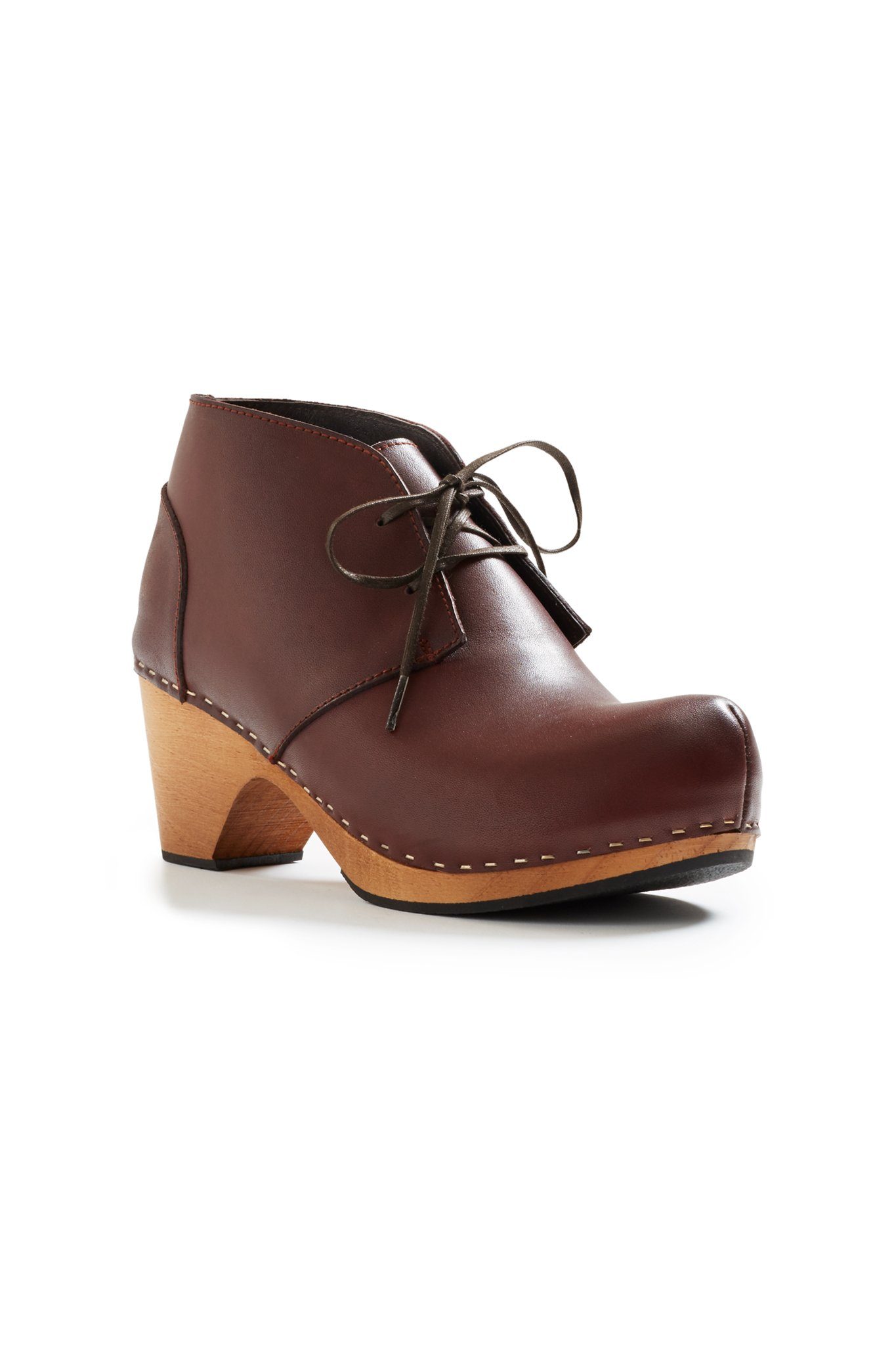 toe seam leather bootie clogs in acorn Clogs lisa b. 