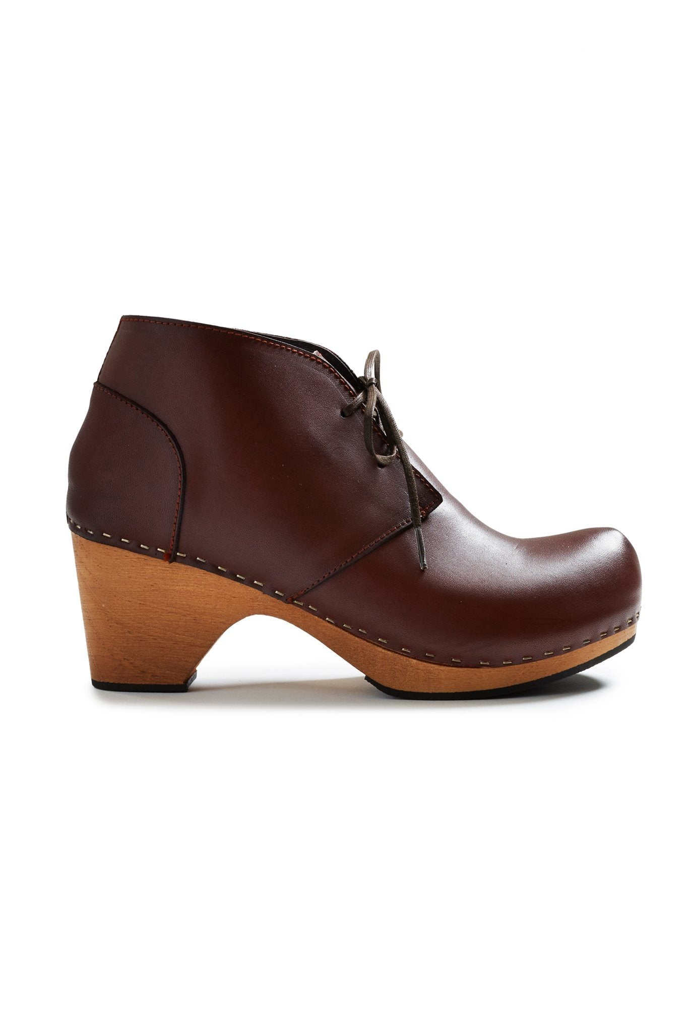 toe seam leather bootie clogs in acorn Clogs lisa b. 