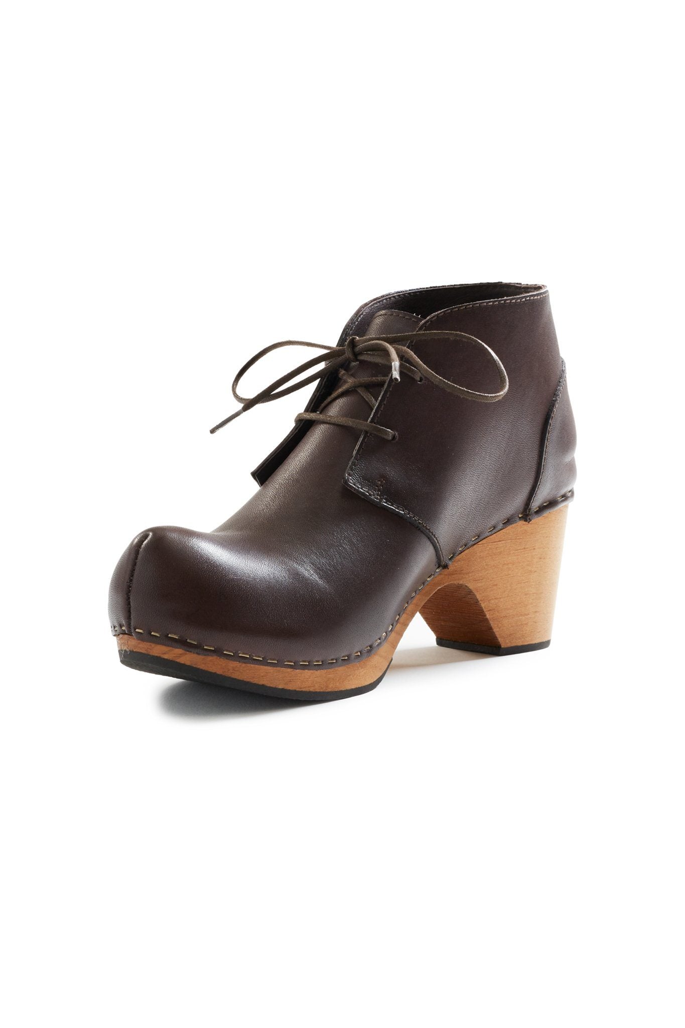 toe seam leather bootie clogs in dark brown Clogs lisa b. 