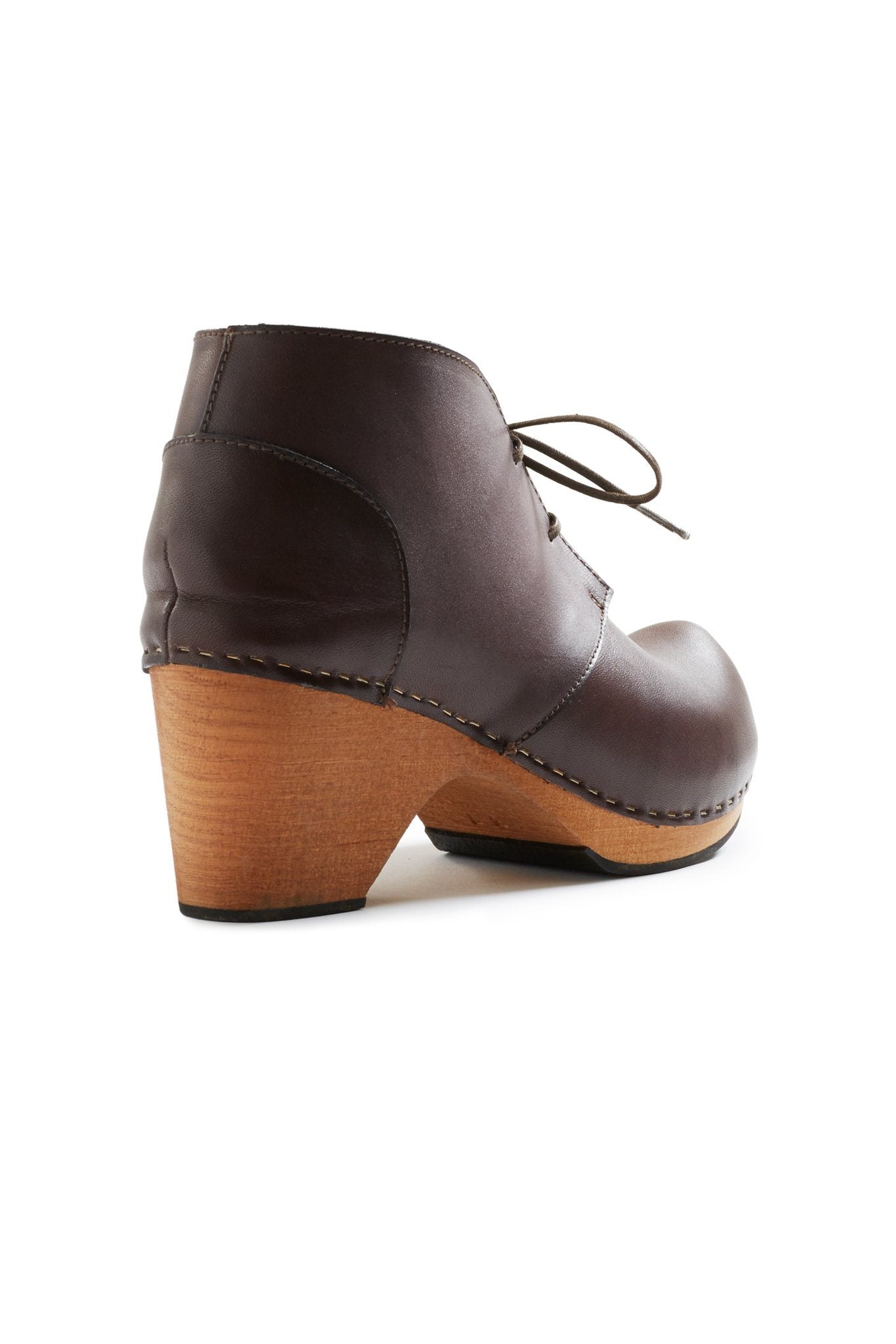 toe seam leather bootie clogs in dark brown Clogs lisa b. 