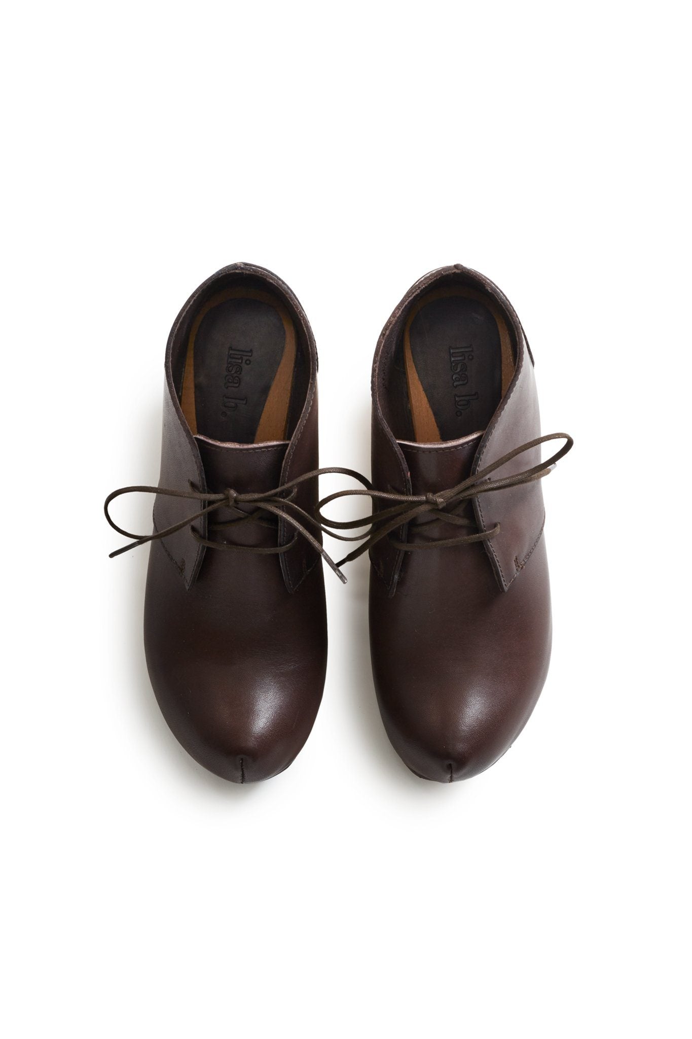 toe seam leather bootie clogs in dark brown Clogs lisa b. 