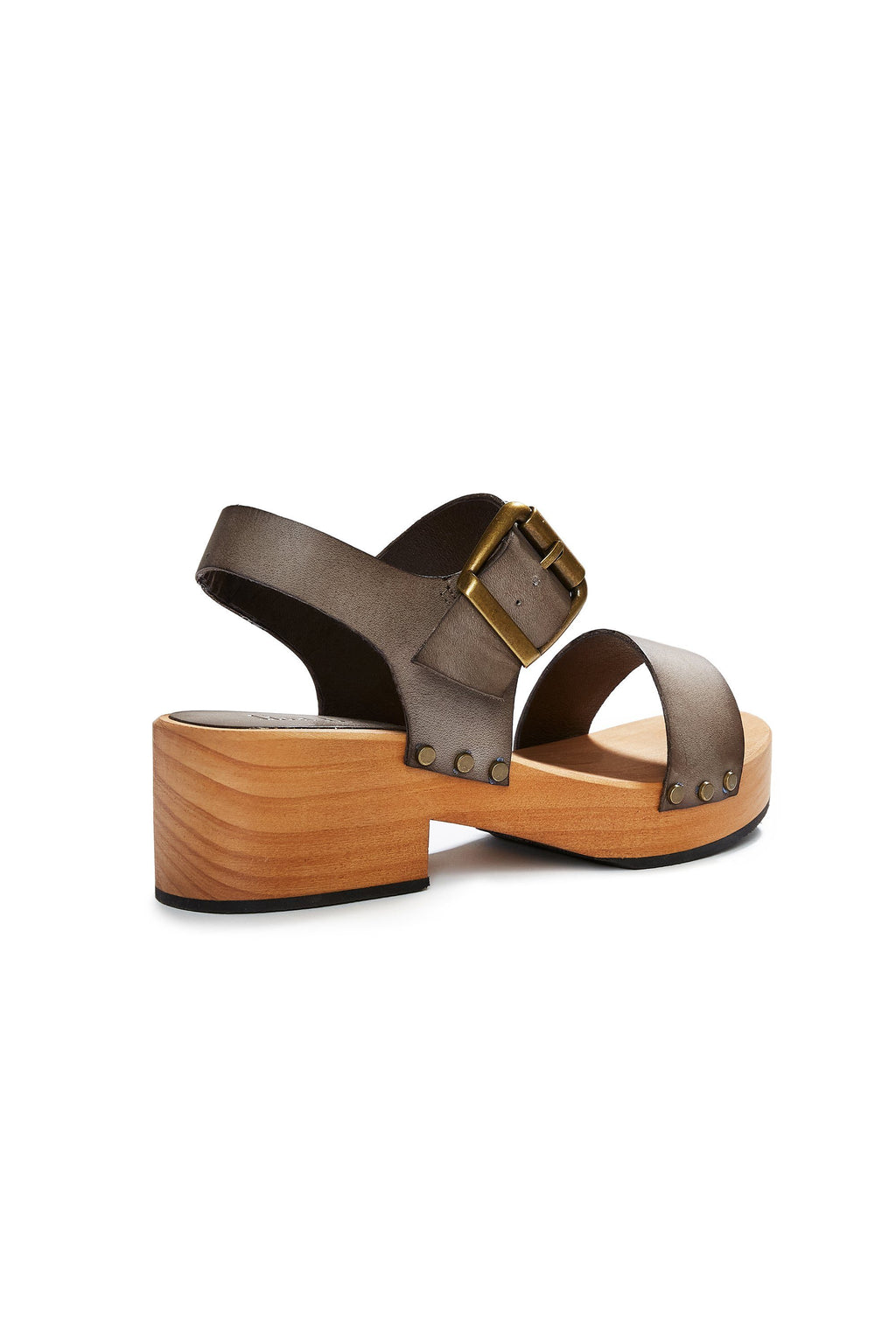 double strap clogs in dark taupe Clogs lisa b. 