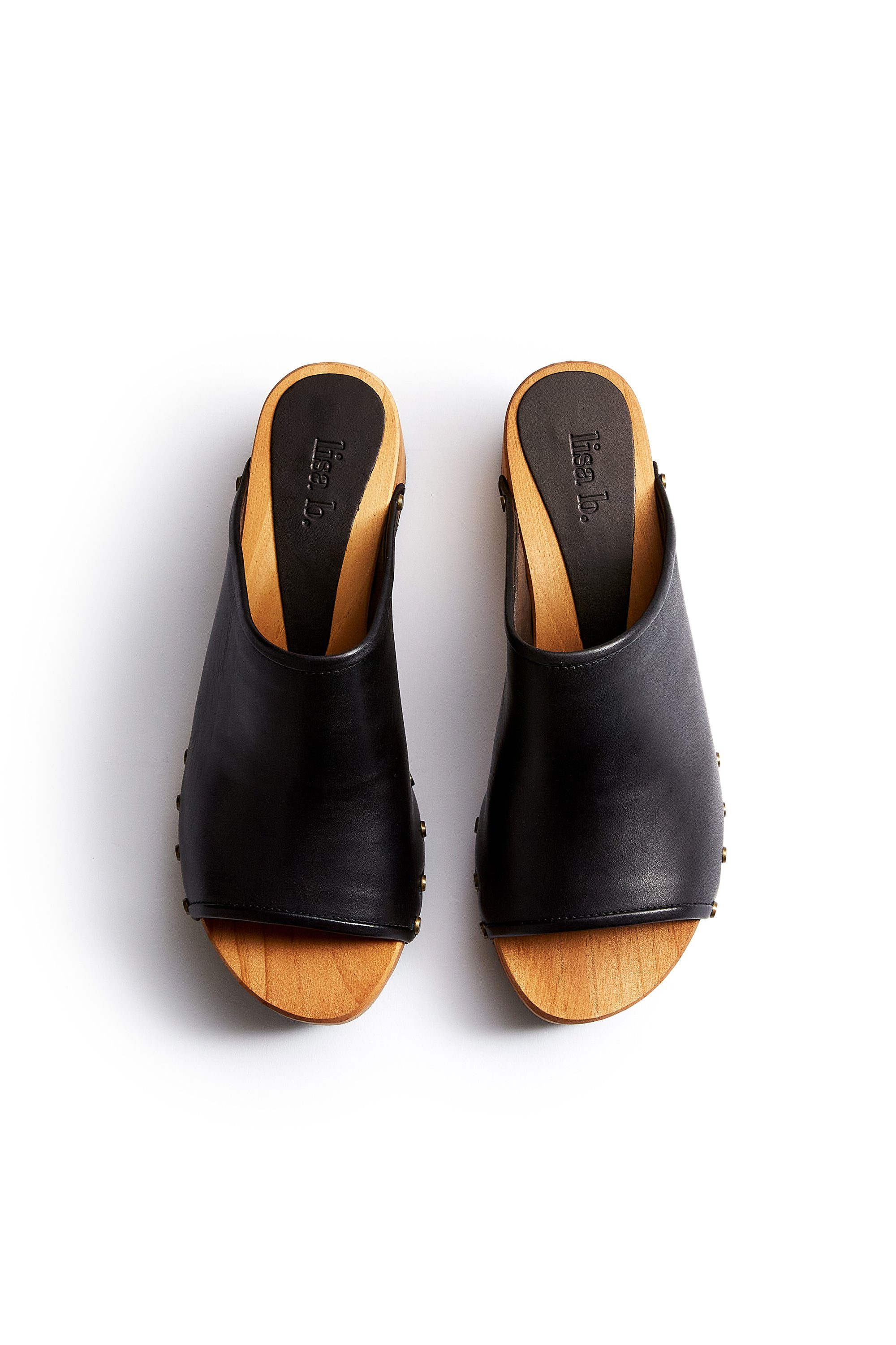 open toe slide clogs in black Clogs lisa b. 