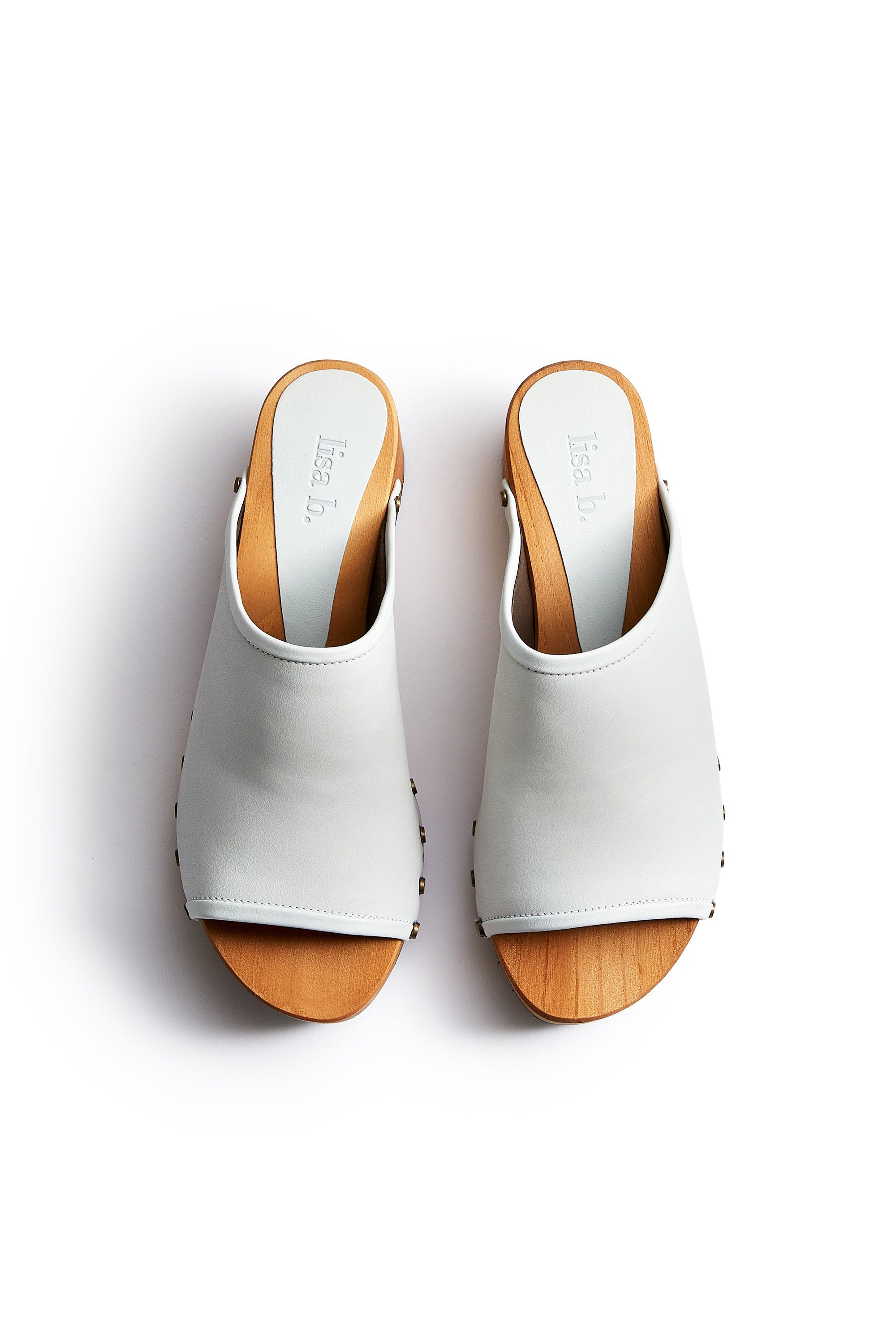 open toe slide clogs in chalk Clogs lisa b. 