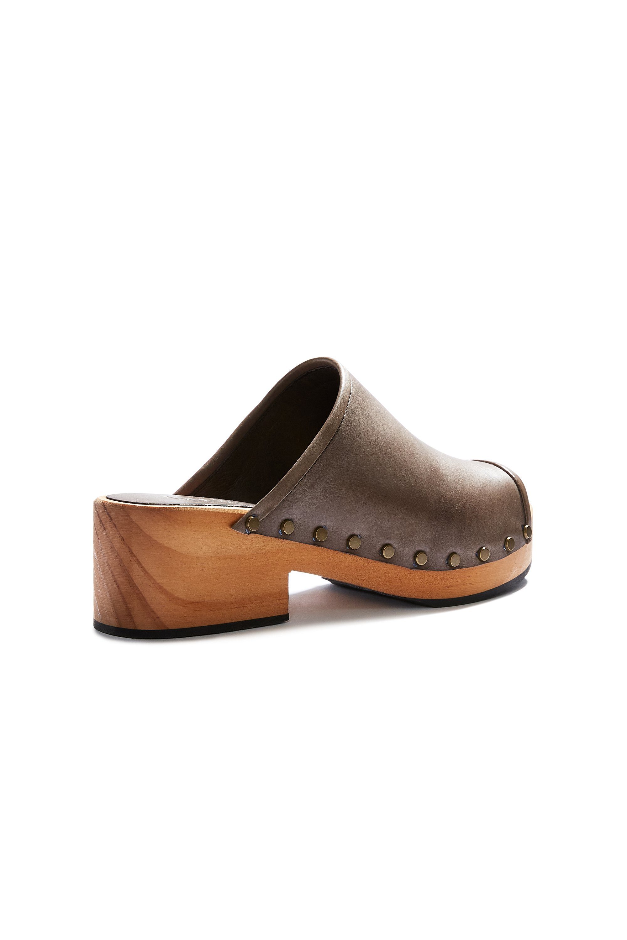 open toe slide clogs in dark taupe Clogs lisa b. 
