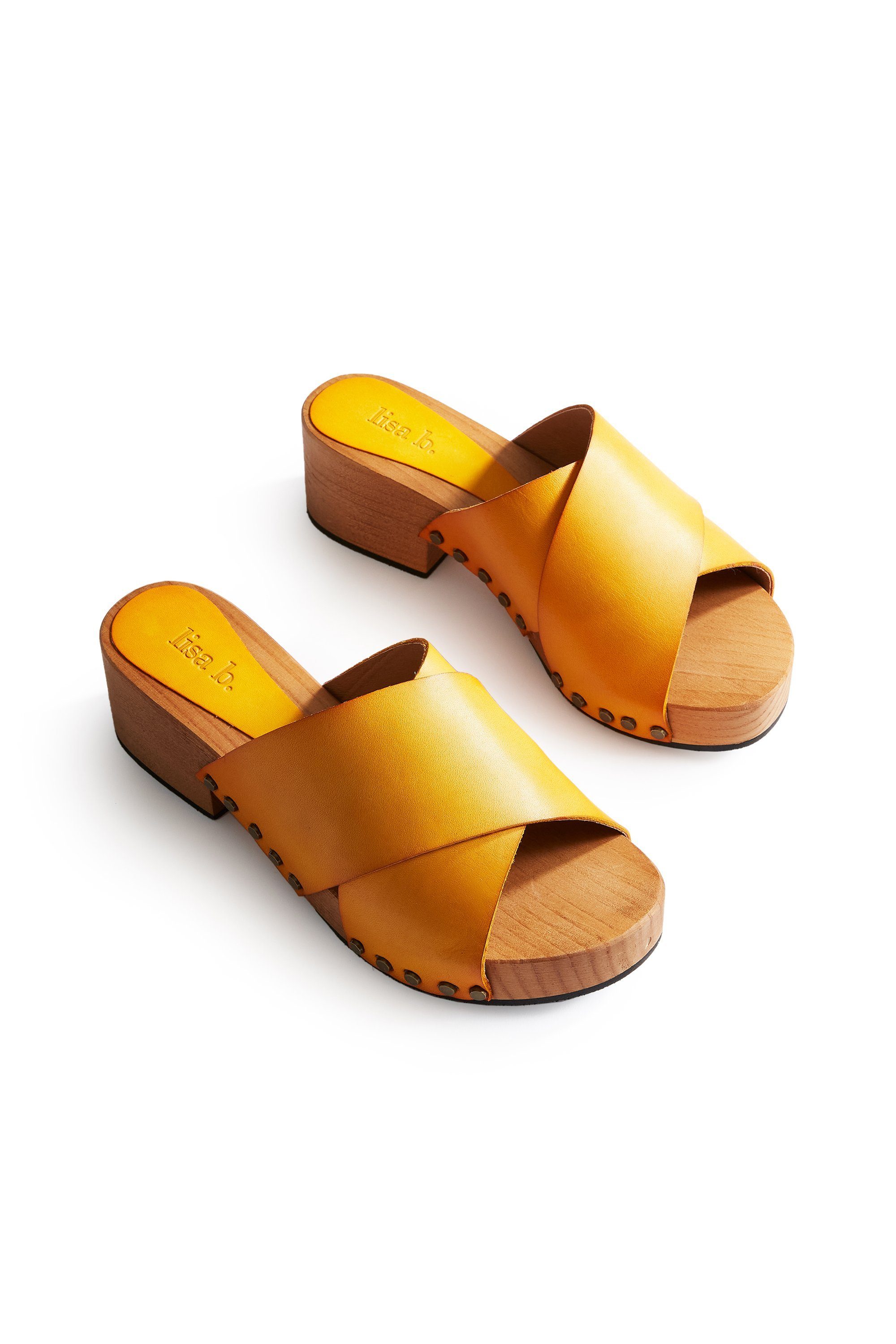 criss-cross slide clogs in mango Clogs lisa b. 