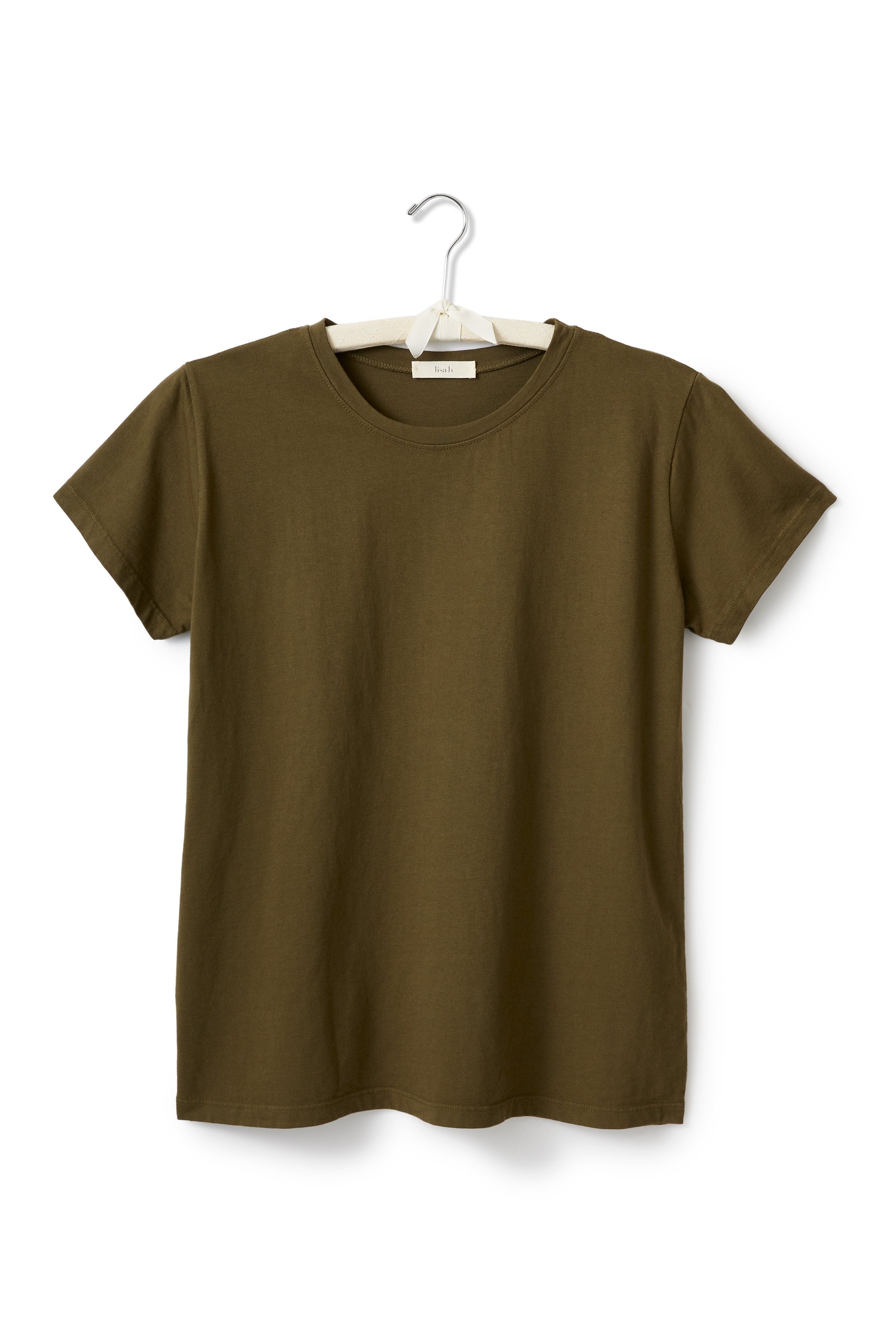 short sleeve relaxed crew neck t-shirt T-Shirts lisa b. olive x-small (0-2) 