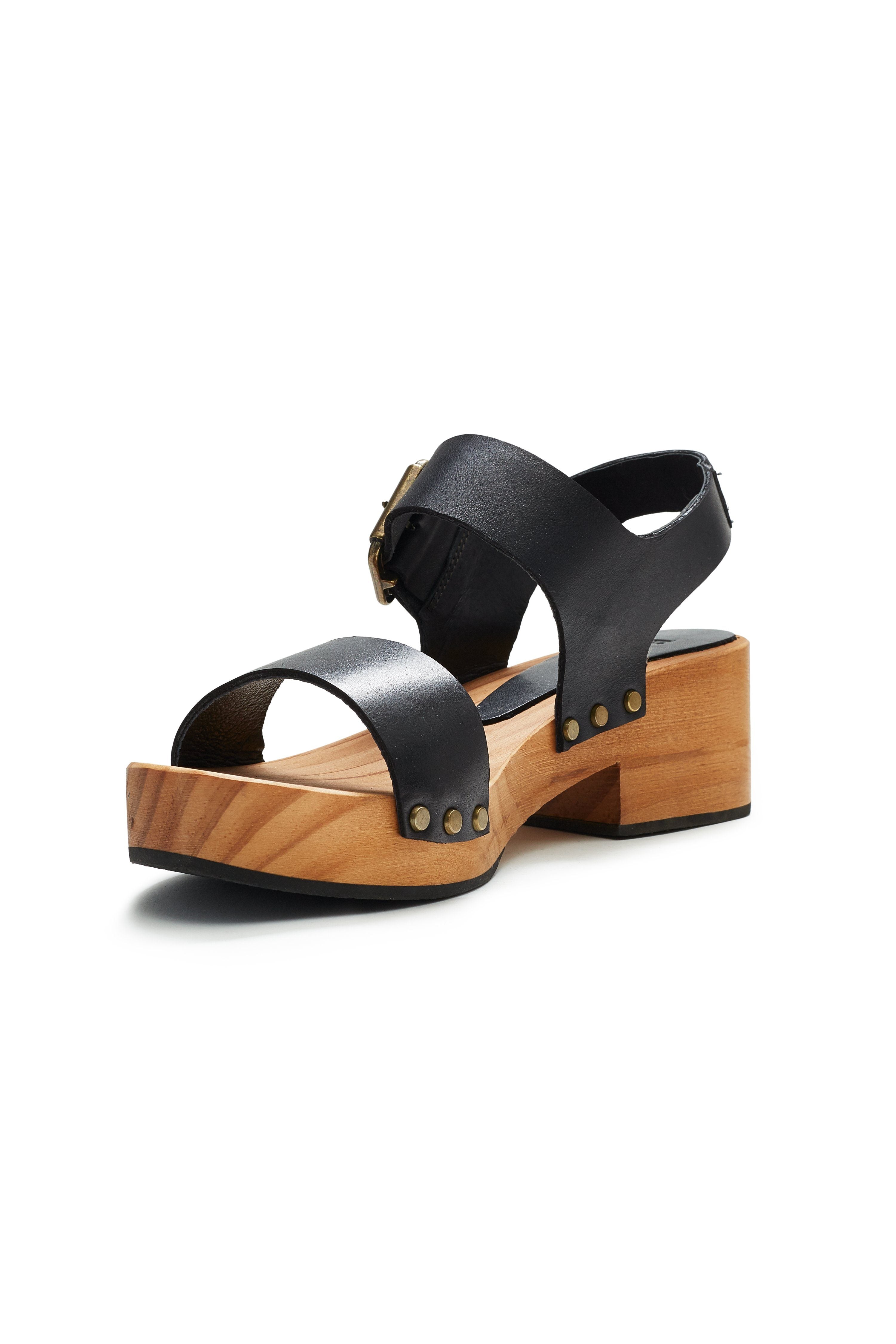 double strap clogs in black Clogs lisa b. 