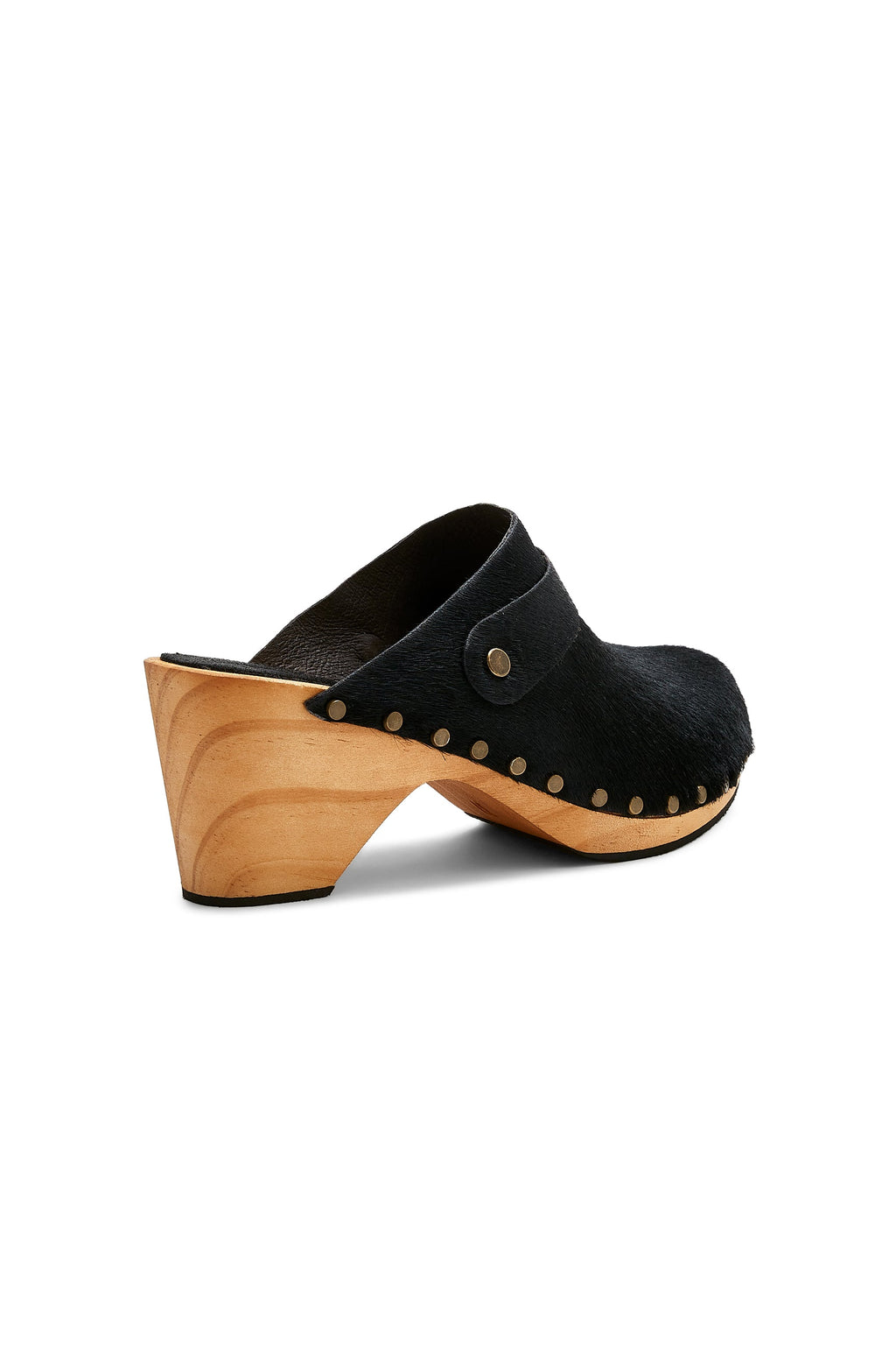 high heel classic clogs in black cow hair - ships end of April Clogs lisa b. 