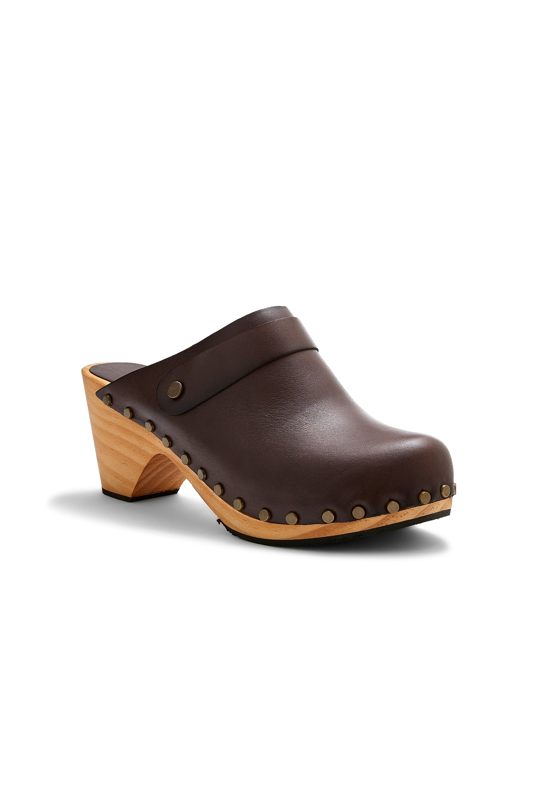 high heel classic clogs in dark brown - ships end of April Clogs lisa b. 