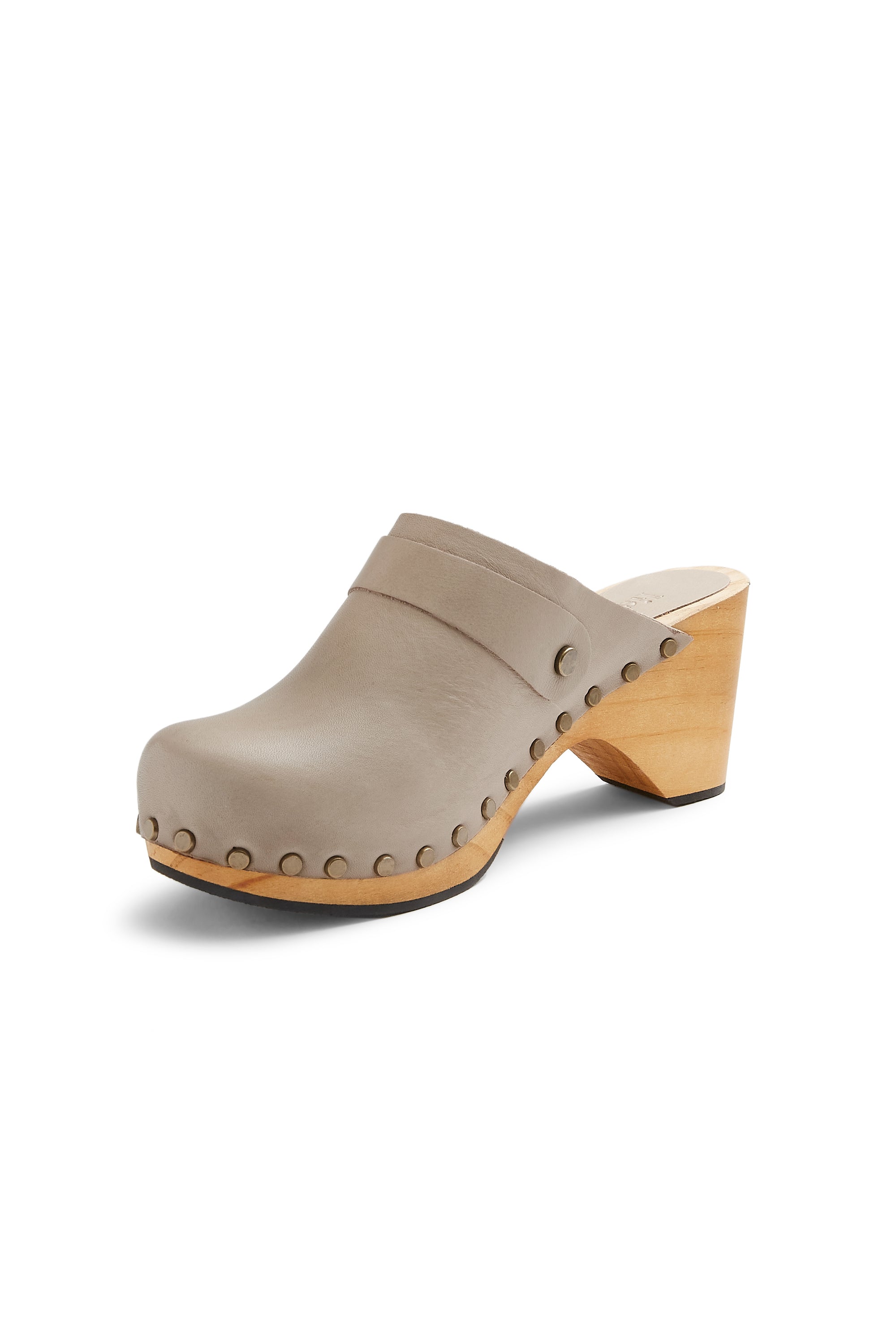 classic high heel clog in ecru leather