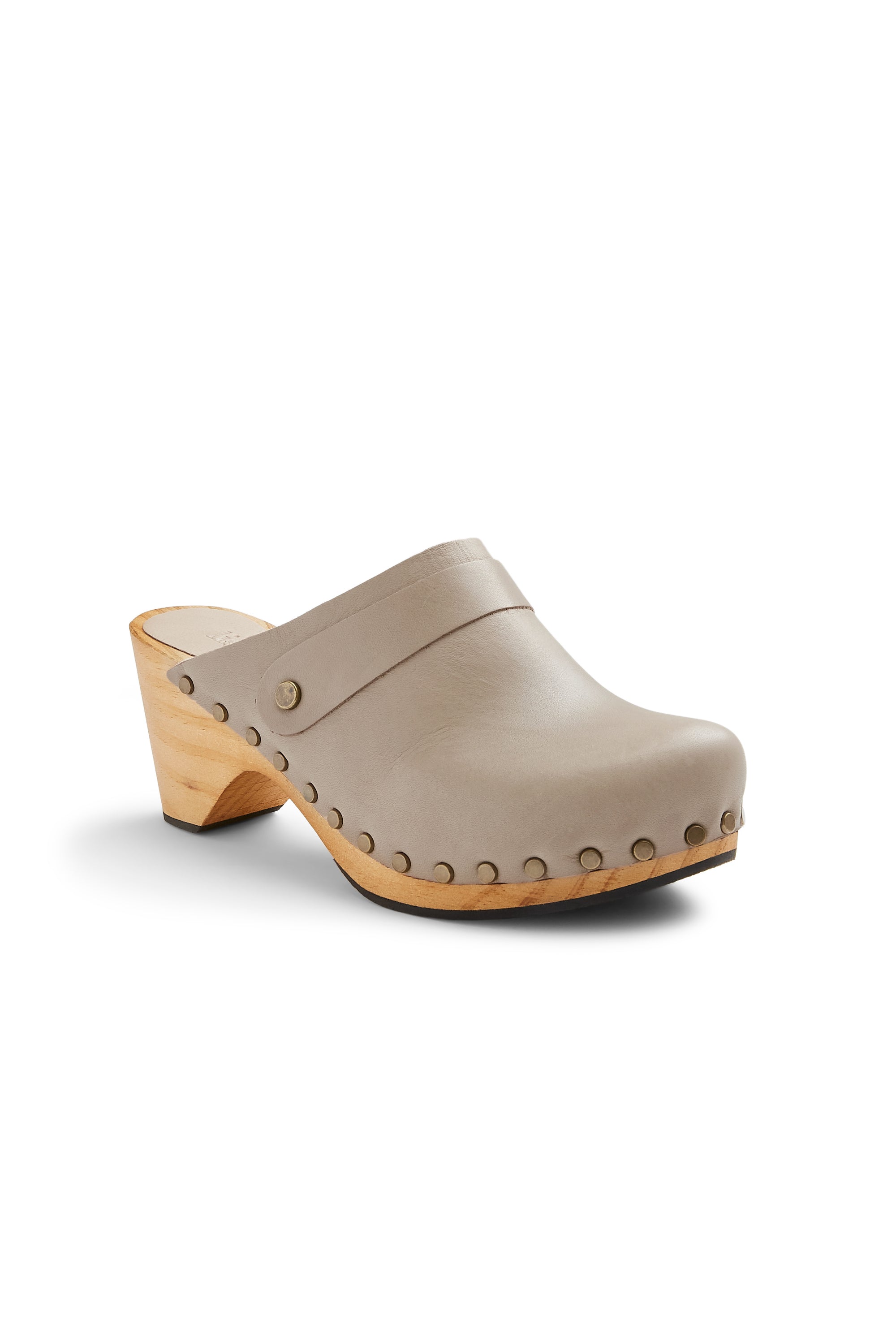 classic high heel clog in ecru leather