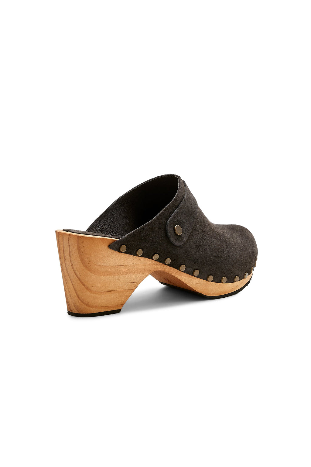 high heel classic clogs in coal suede - ships end of April Clogs lisa b. 