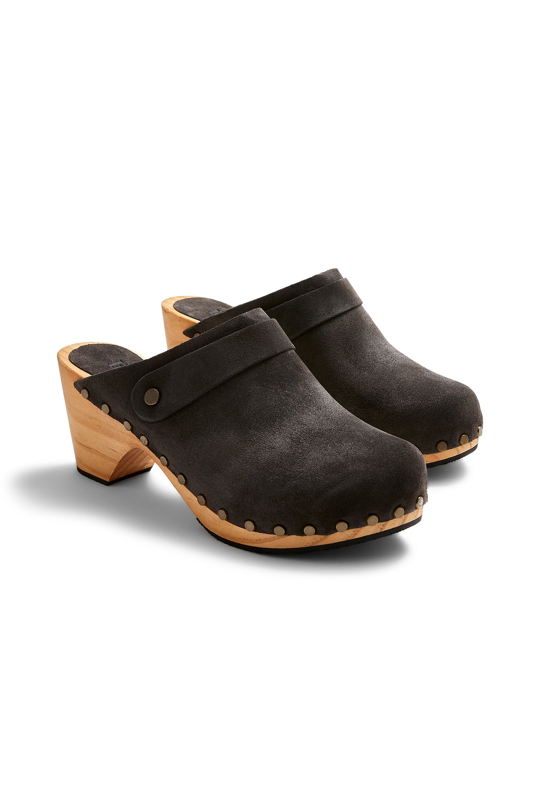 high heel classic clogs in coal suede - ships end of April Clogs lisa b. coal suede 36 (US 5.5-6) 
