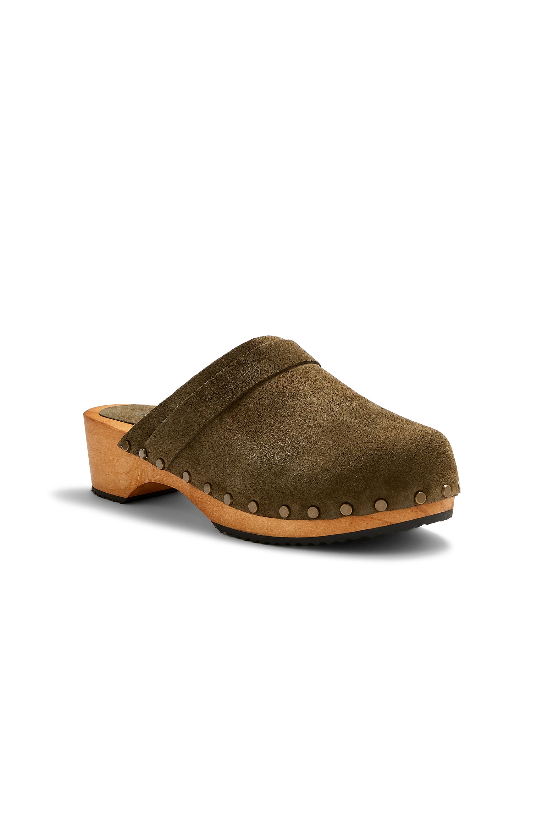 low heel classic clogs in olive suede - Clogs lisa b.