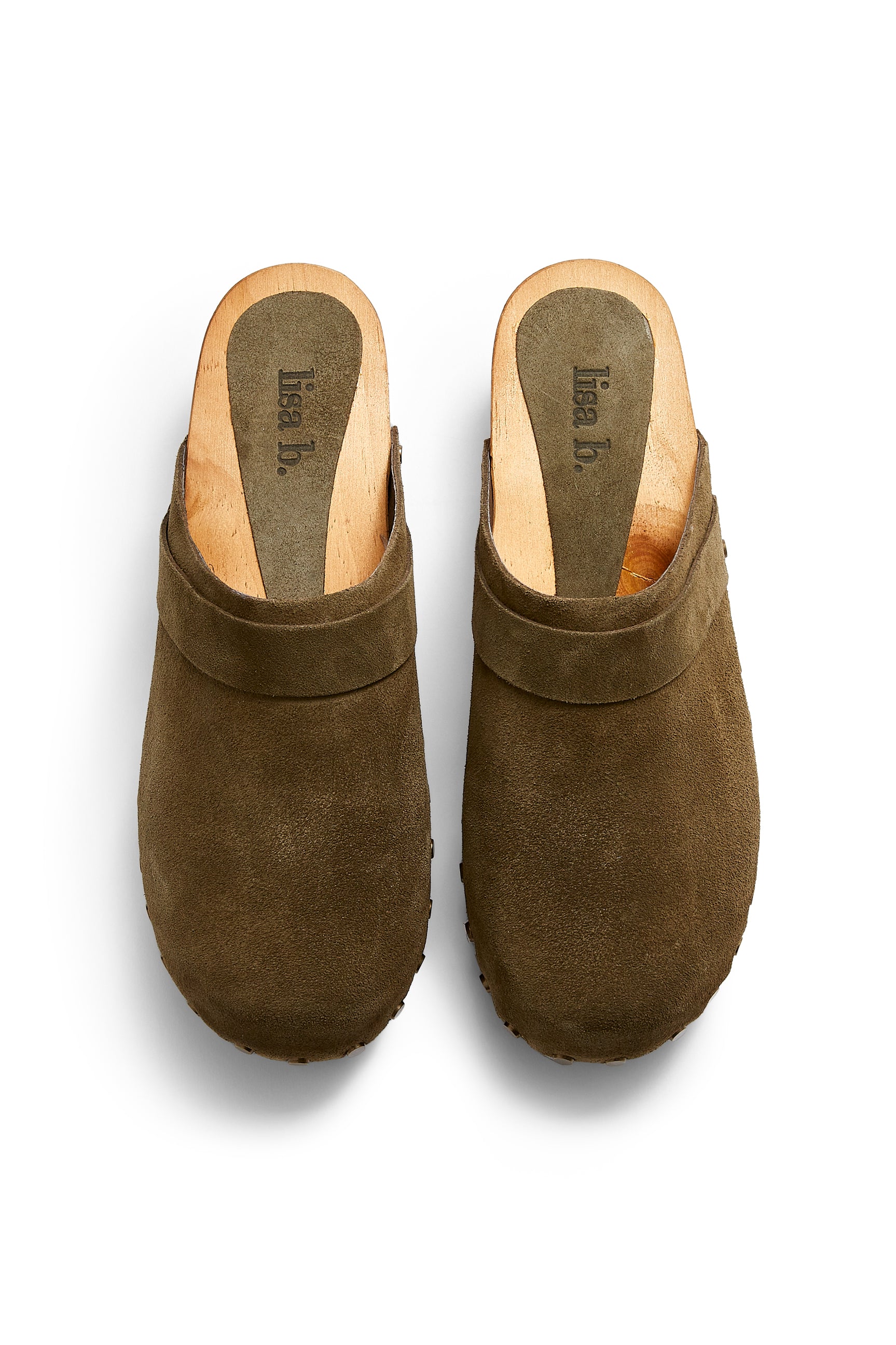 low heel classic clogs in olive suede - Clogs lisa b.