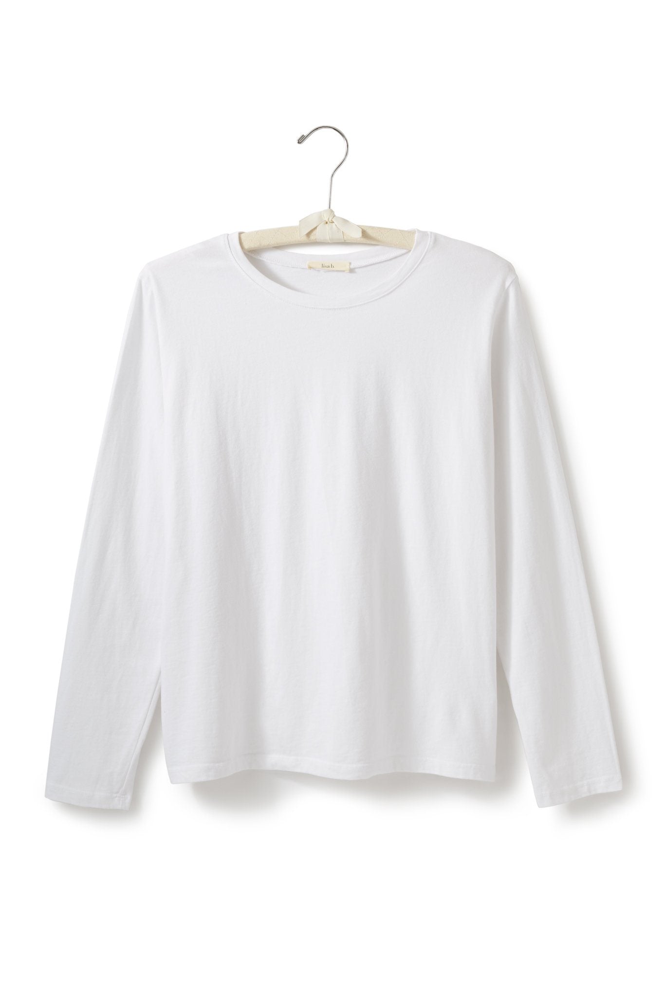long sleeve boxy crew t-shirt T-Shirts lisa b. white x-small (0-2) 
