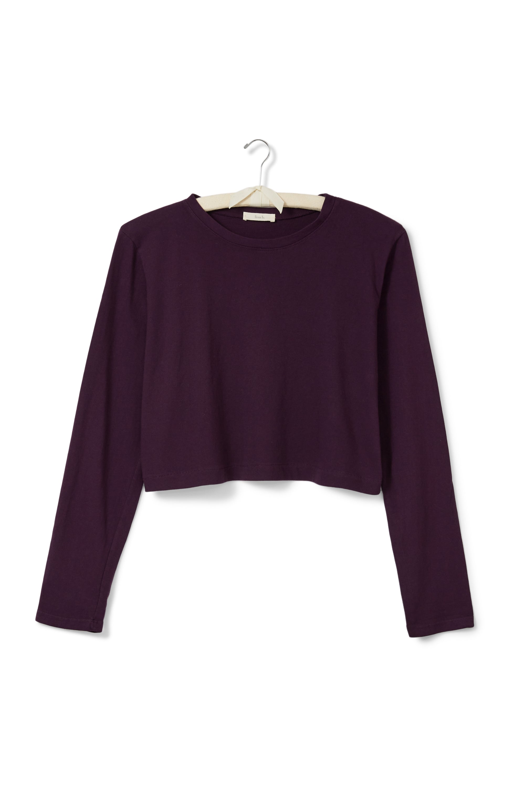 cropped long sleeve relaxed crew neck tee shirt