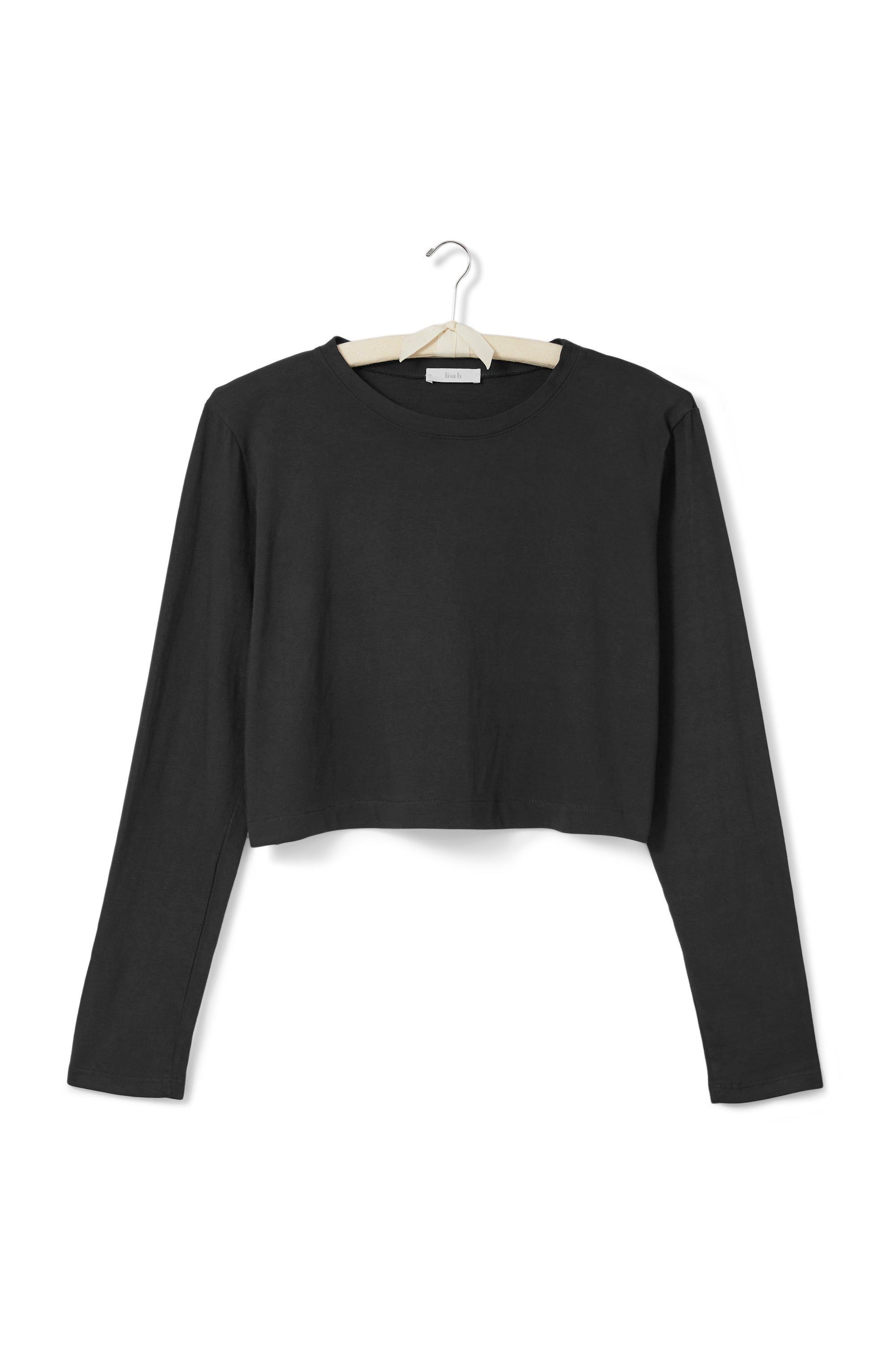 cropped long sleeve relaxed crew neck tee shirt