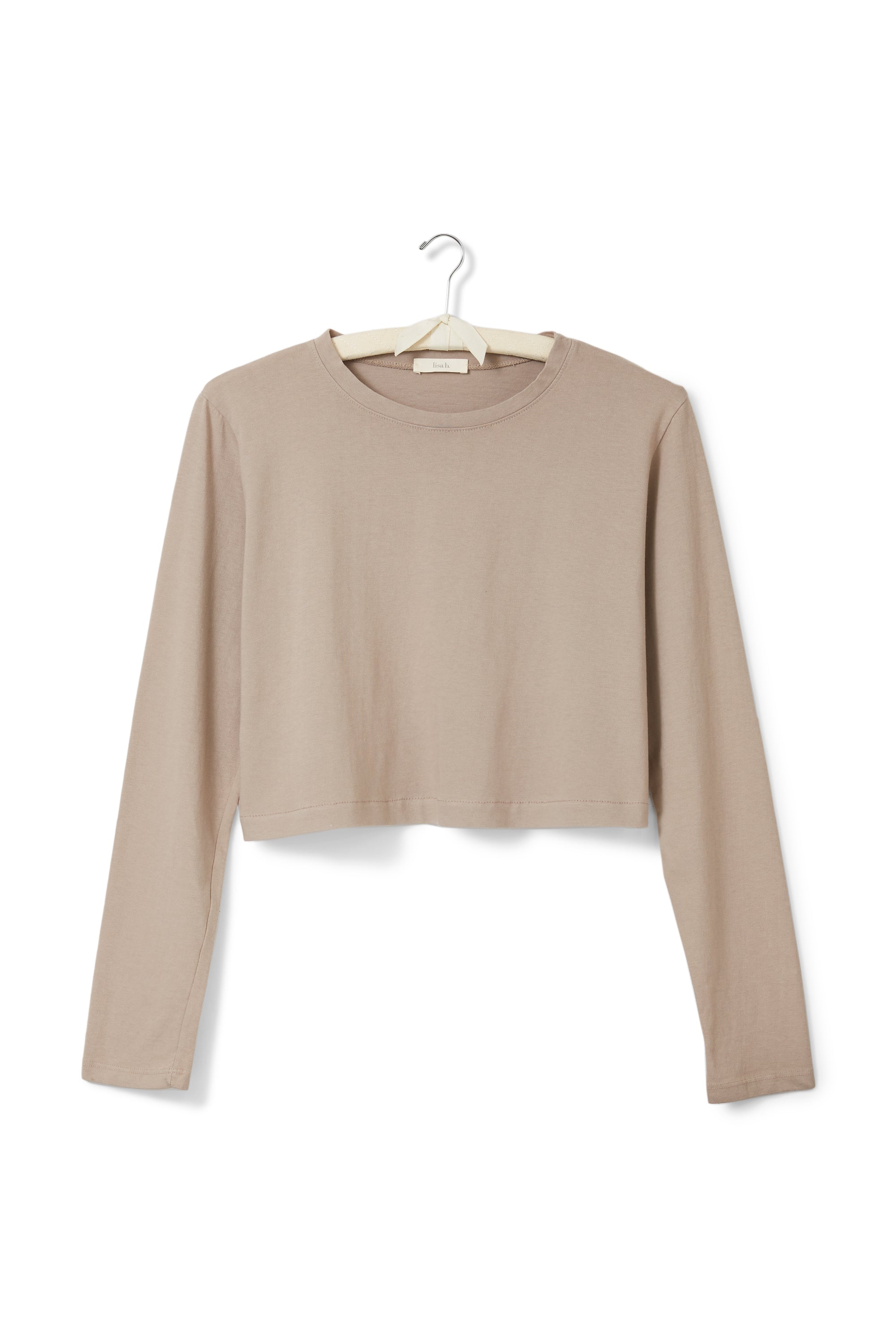 cropped long sleeve relaxed crew neck tee shirt