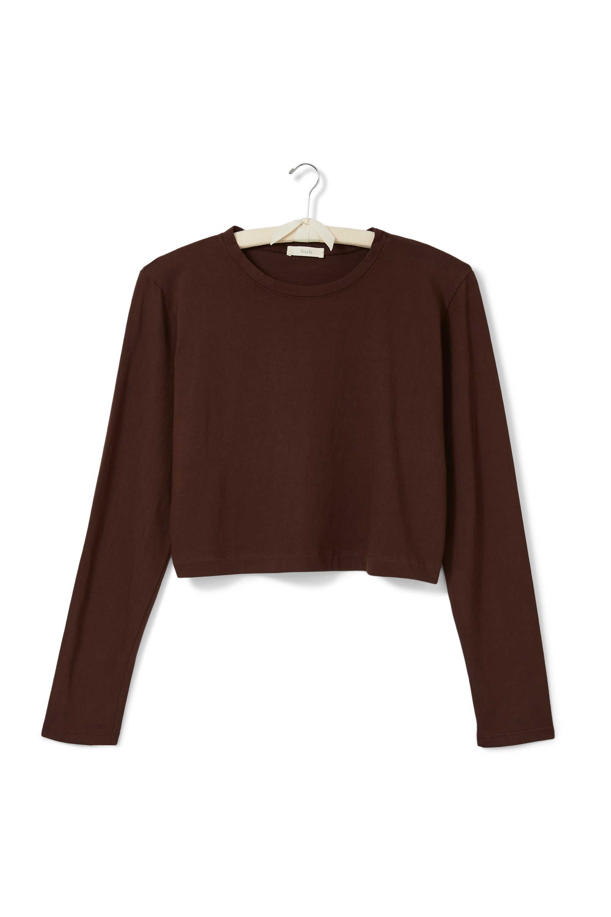 cropped long sleeve relaxed crew neck tee shirt